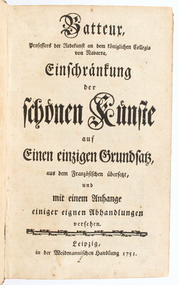 Batteux, Einschränkung der schönen Künste