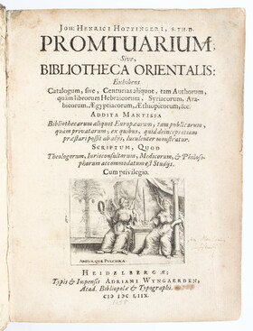 Hottinger, Promtuarium sive, Bibliotheca Orientalis