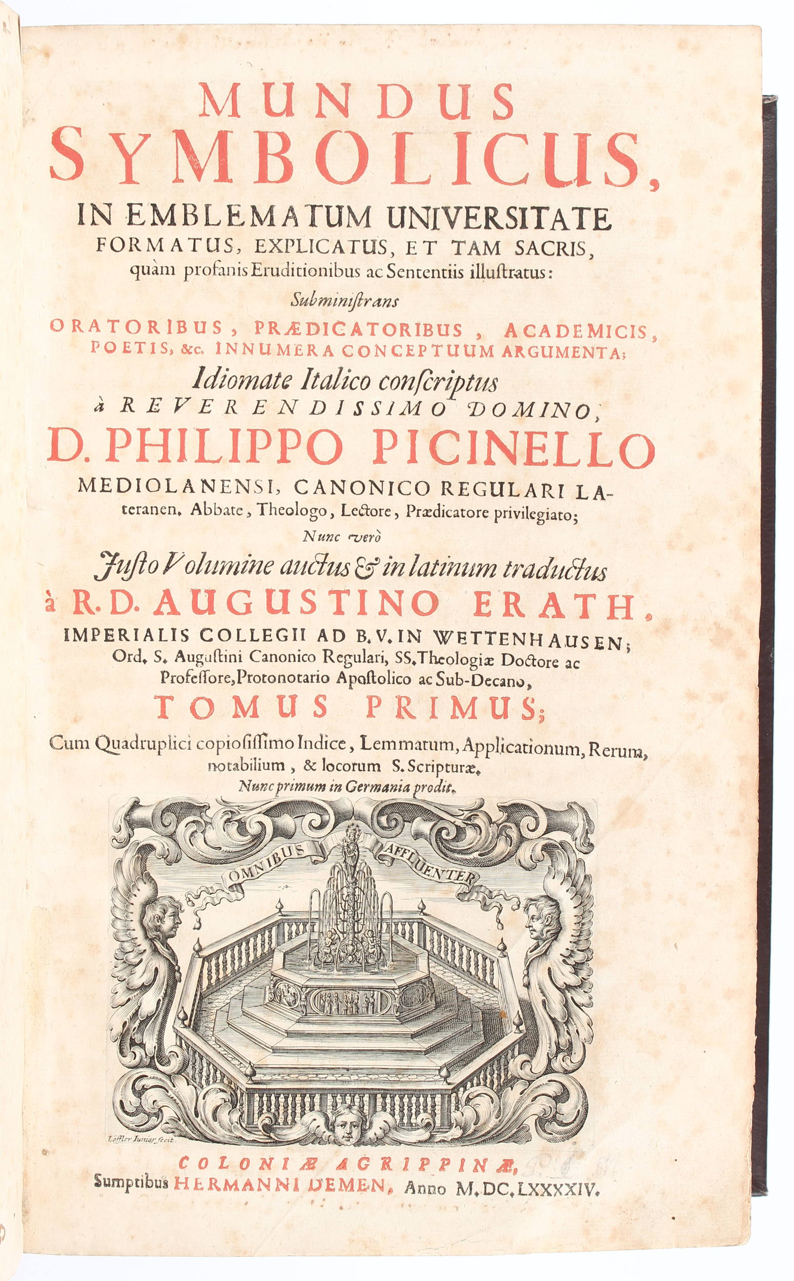 Picinelli, Mundus symbolicus. 2 in 1 Bd.