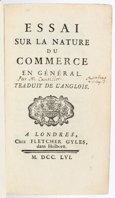 (Cantillon), Essai du commerce. 1756