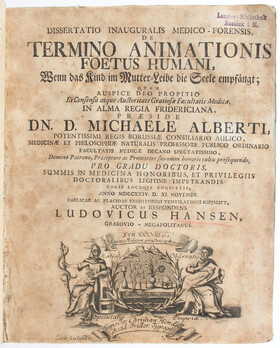Alberti, Diss. De termino animationis foetus humani