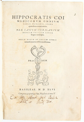 Hippokrates, Opera. Basel 1546