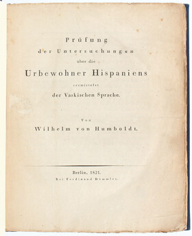 Humboldt, Vaskische Sprache
