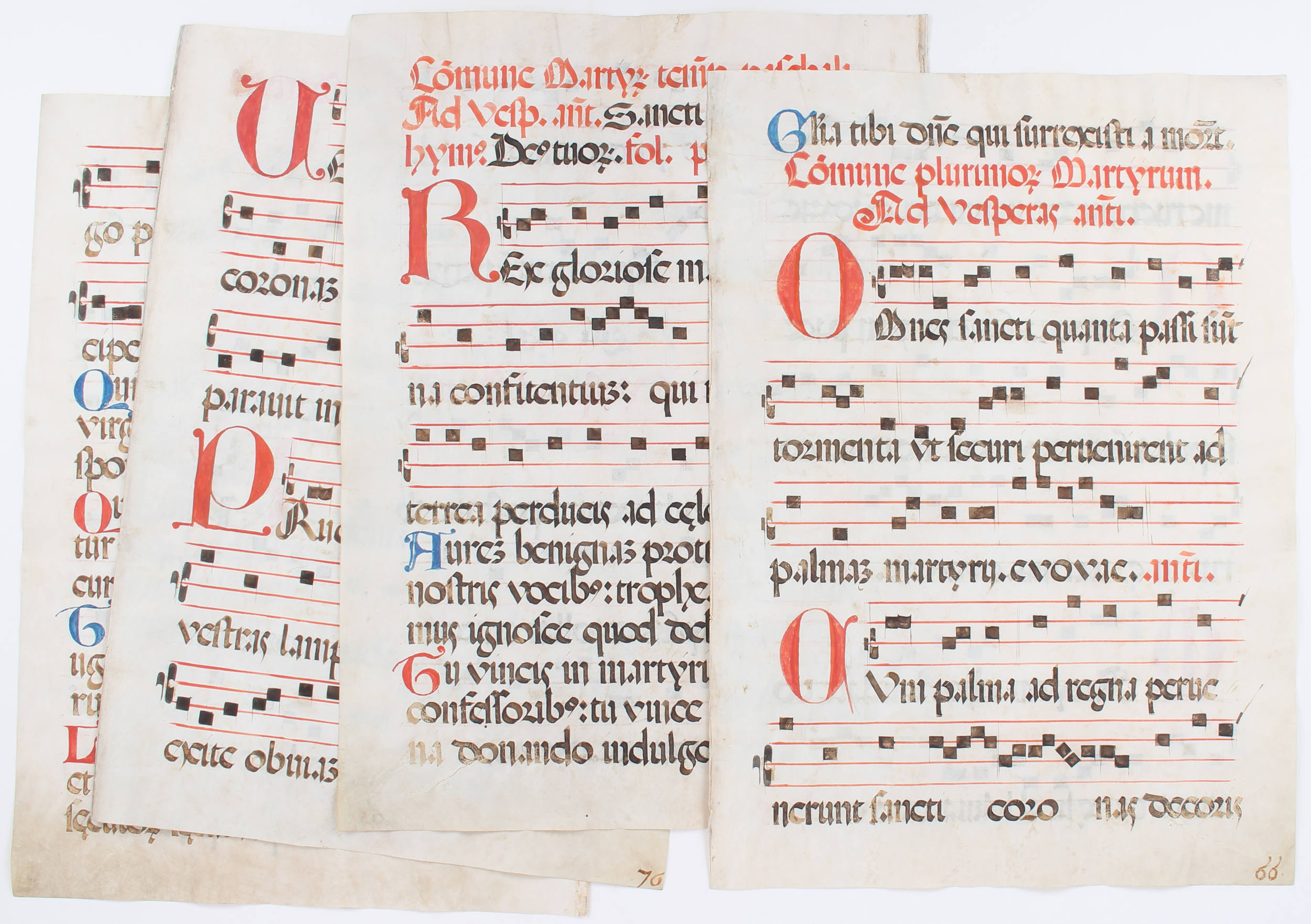 4 Antiphonarblätter (Pergament)