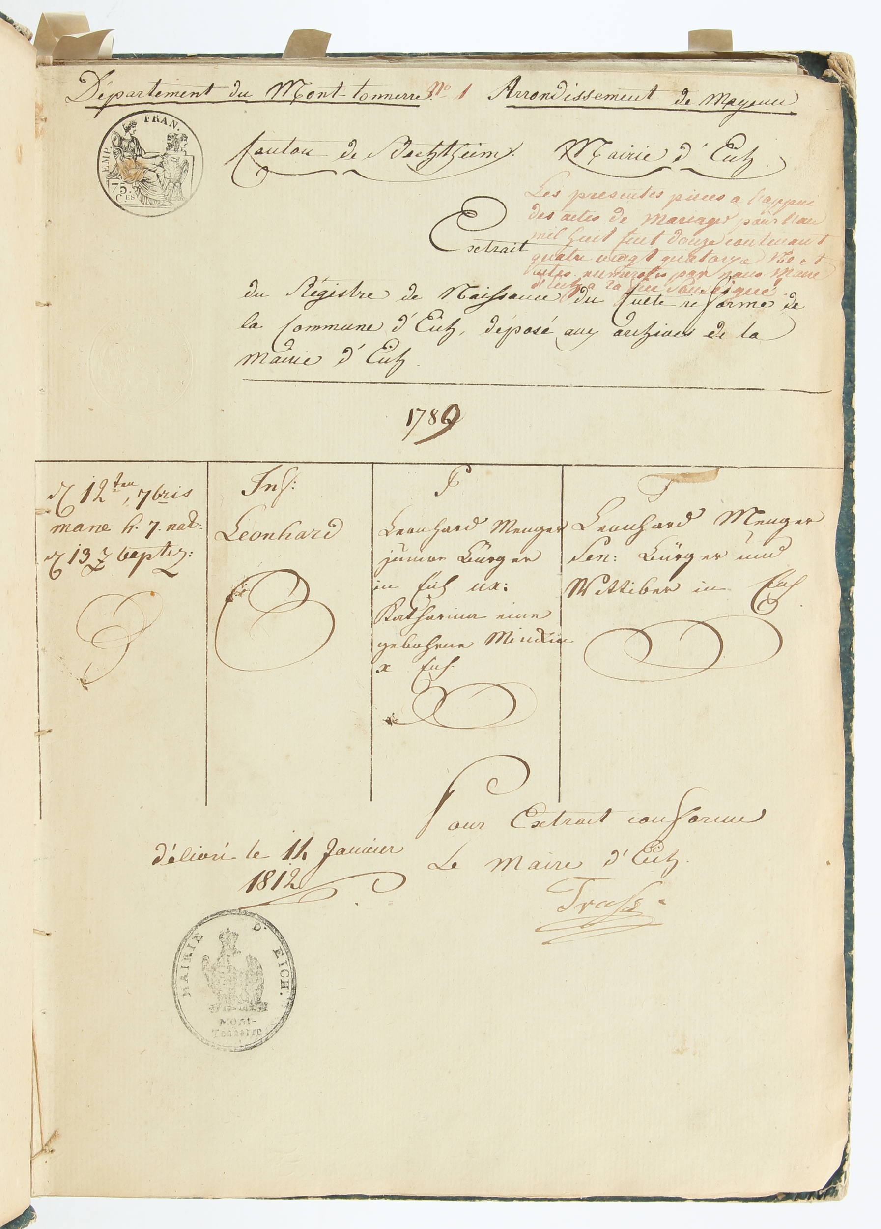 Canton de Bechtheim. 1812