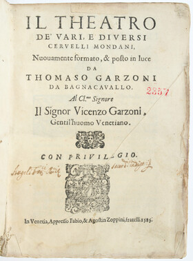 Garzoni, Il theatro