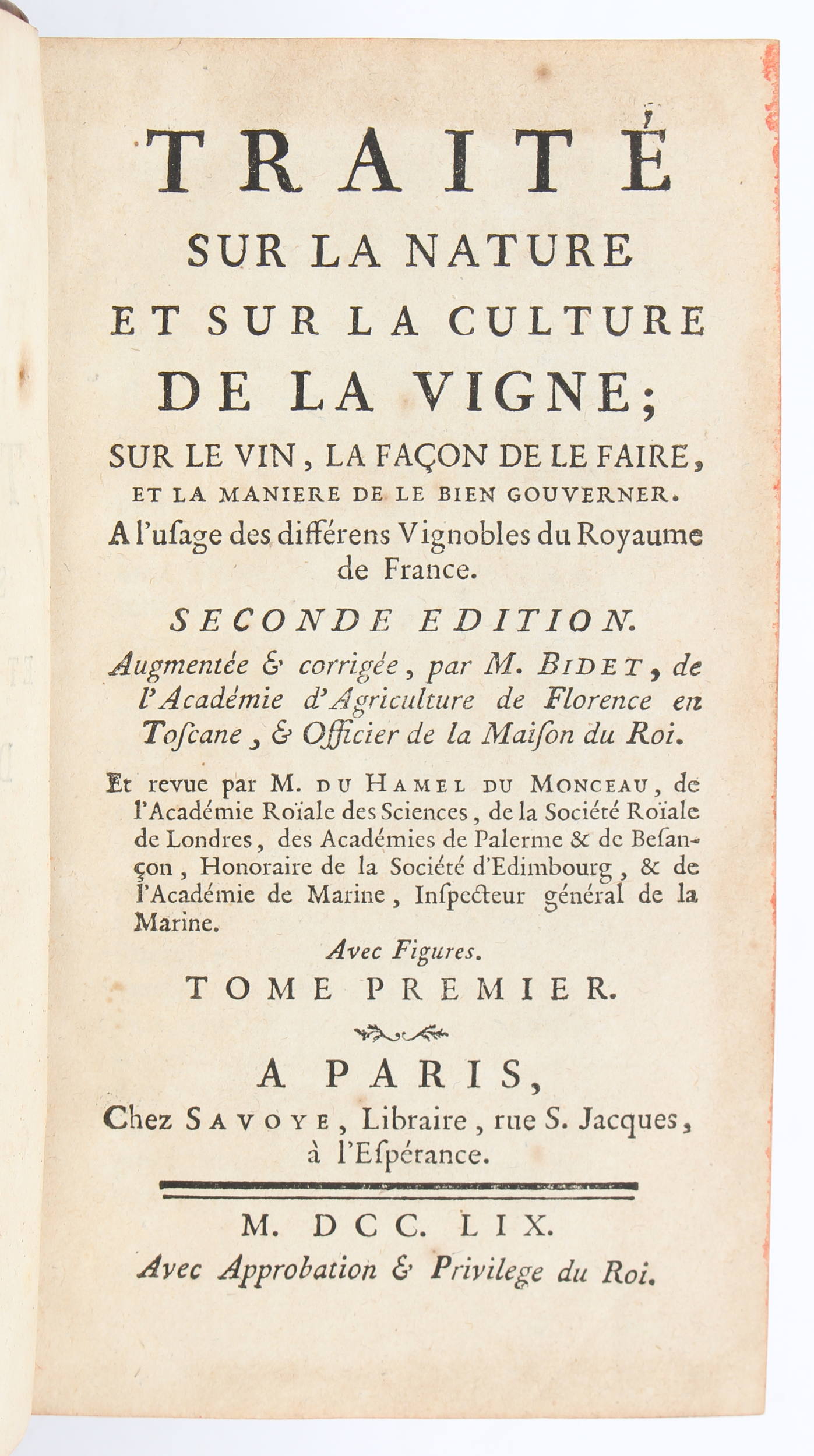 Bidet, Traité sur la vigne. 2 Bde.