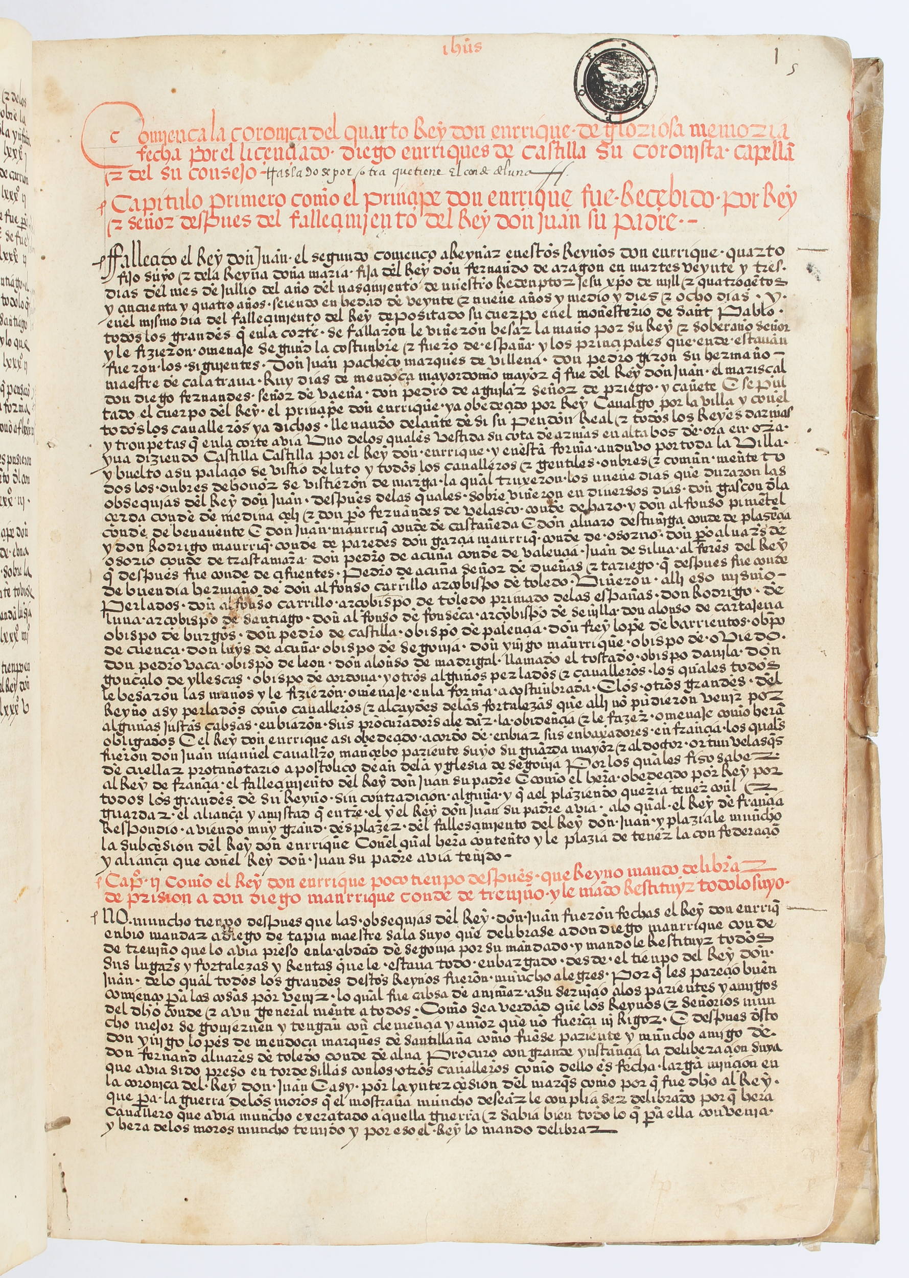 Enriquez del Castillo, Coronica del rey don Enrique IV. Frühes 16. Jh.