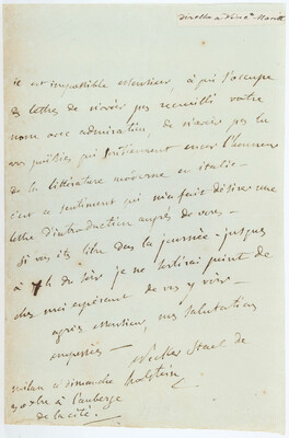 Staël-Holstein, Eigenhändiger Brief