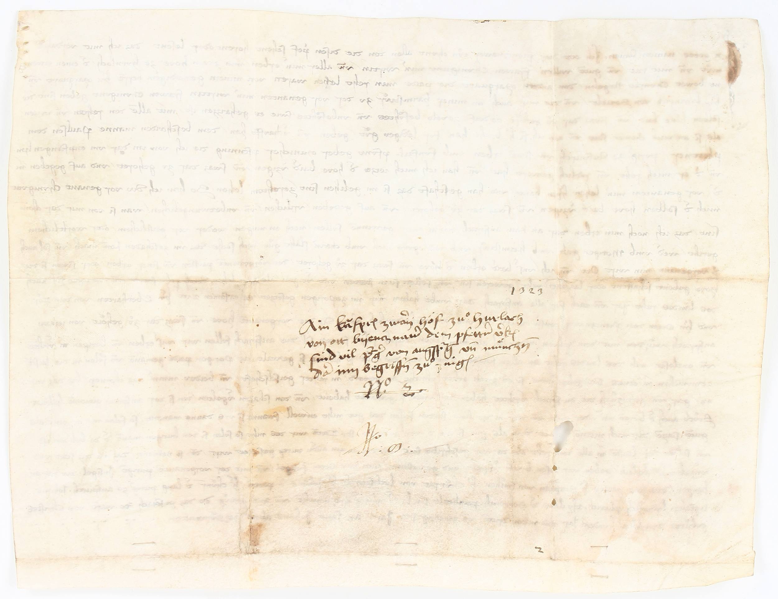 Hurlach, Kaufbrief für Paul Pfettner. 1323. 2 Bll.