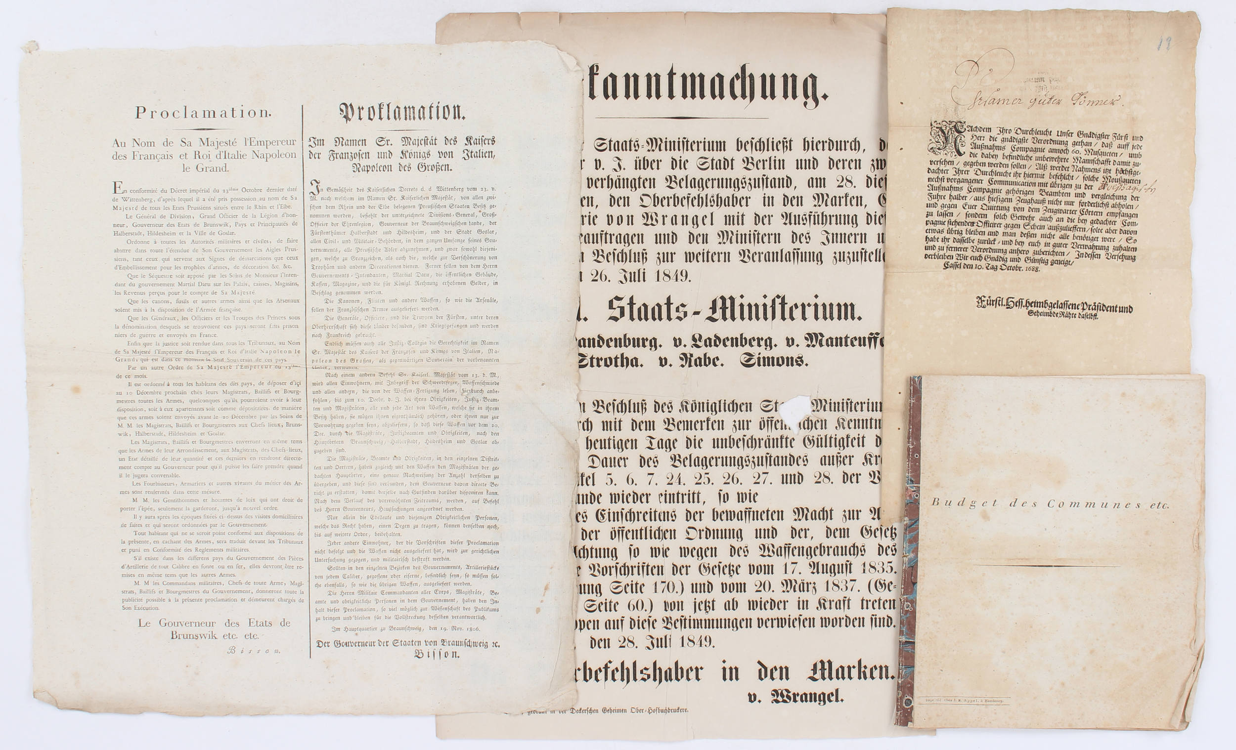 Edikte etc. / 23 Bll., 1 Heft, 1 Ordner
