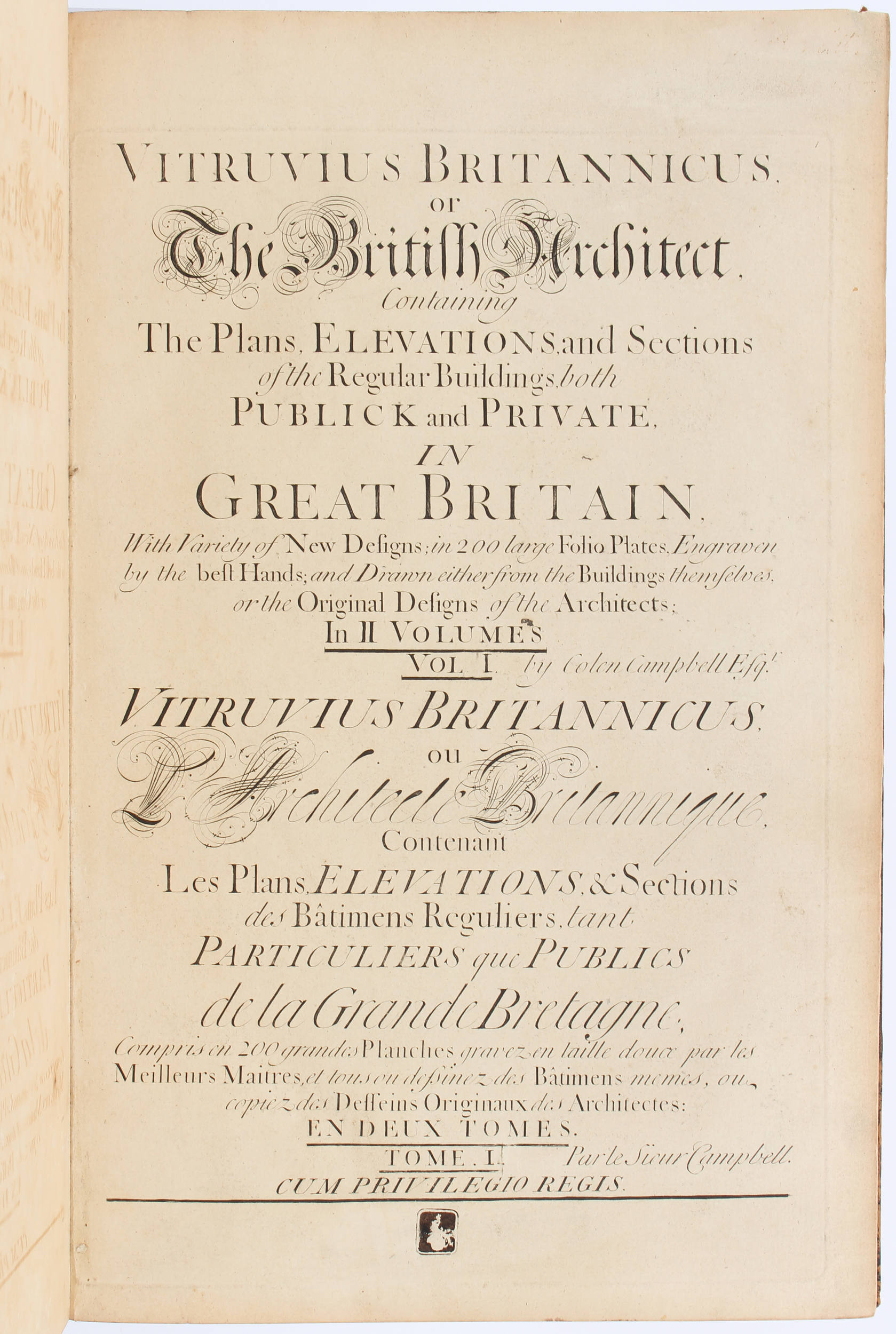 Campbell, Vitruvius Britannicus. 1731-71. 1 u. 3-5 in 4 Bdn.