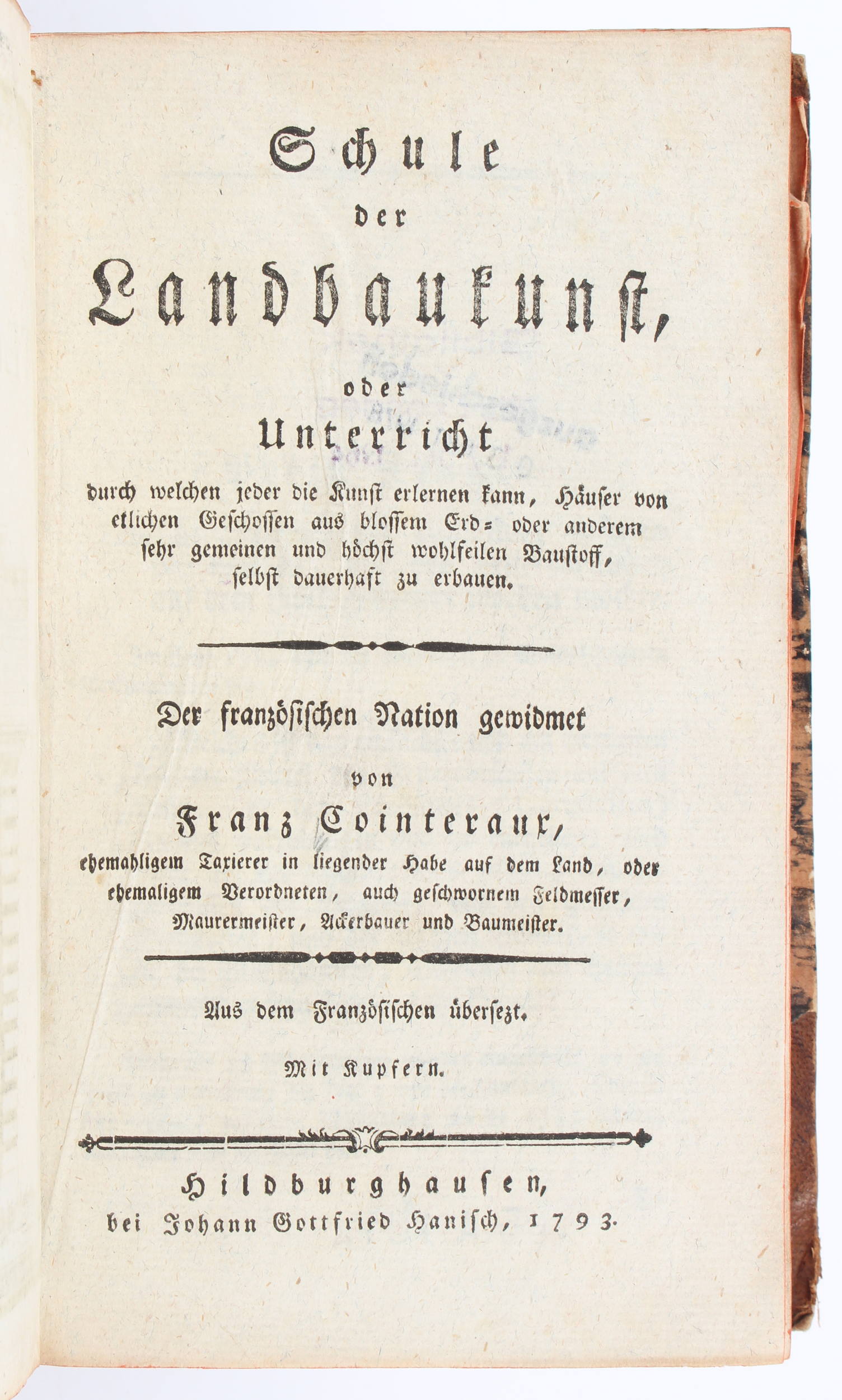 Cointeraux, Schule der Landbaukunst
