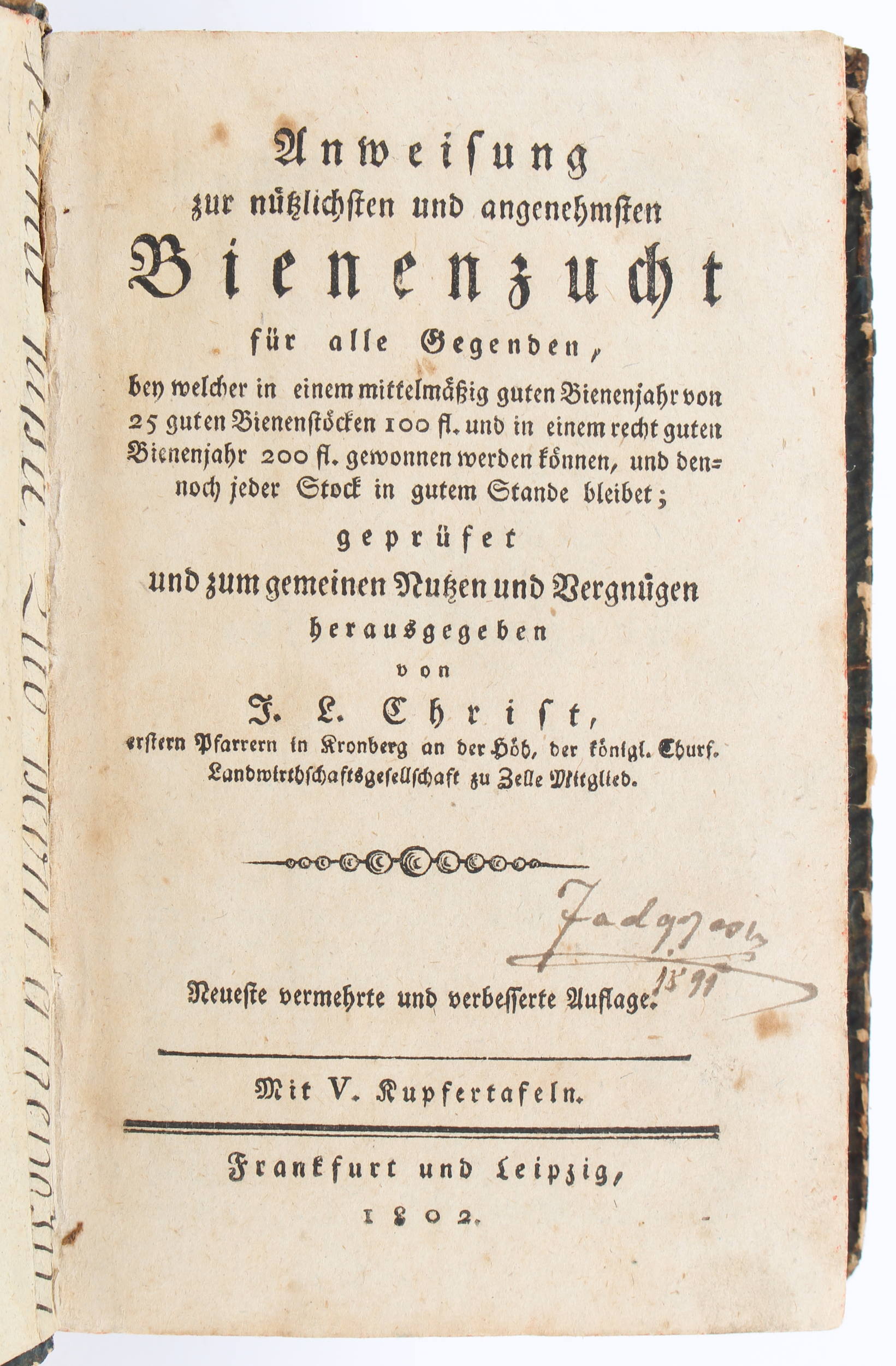 Christ, Anweisung zur Bienenzucht. 1802. Pp.