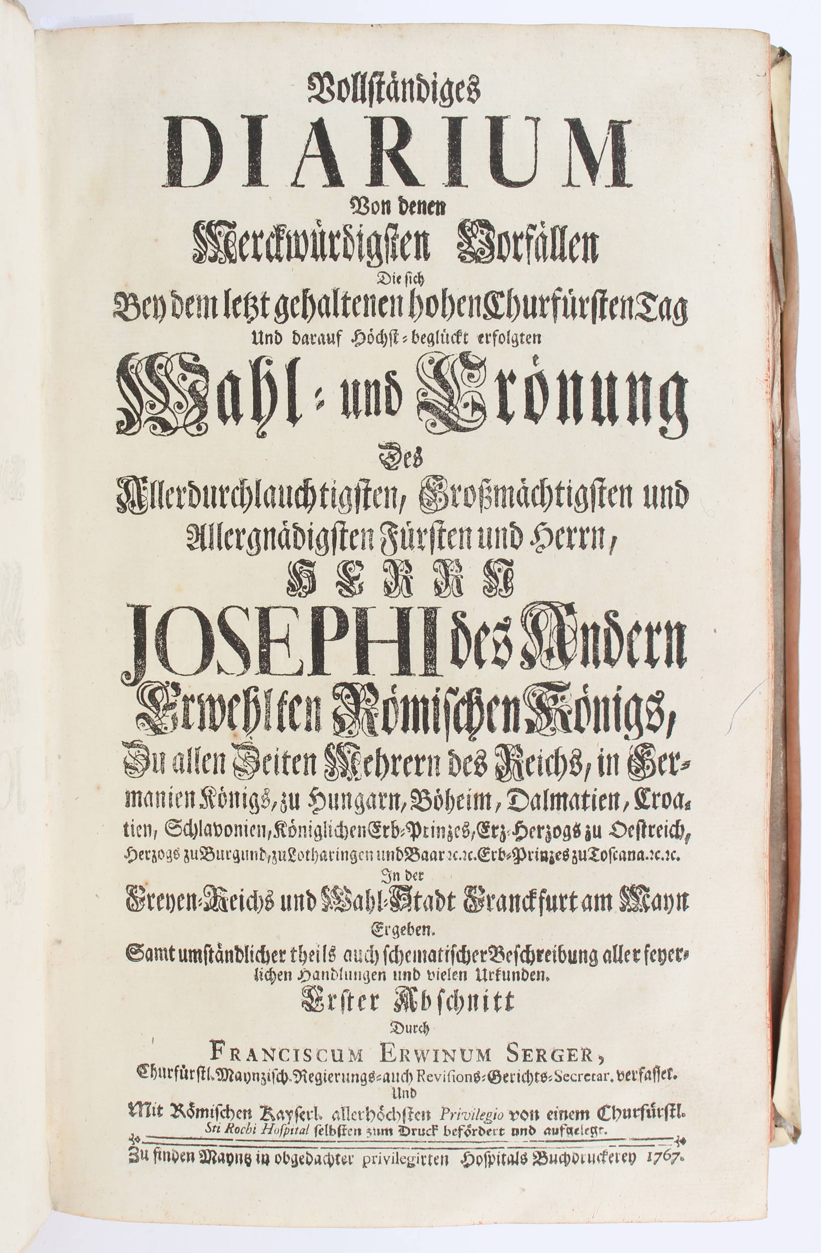 Serger/Seitz, Krönungsdiarium Joseph II. 3 Tle. in 1 Bd.