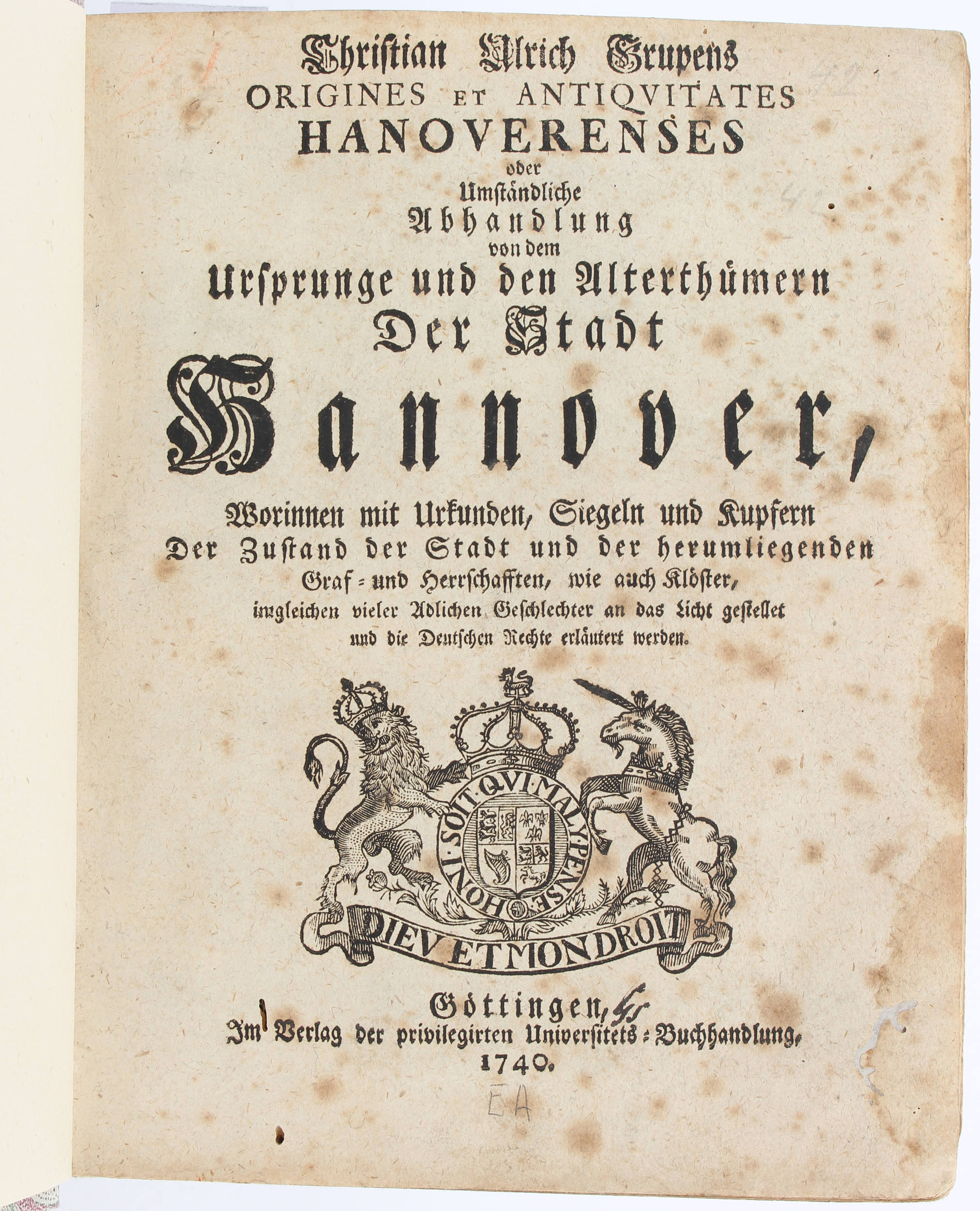 Grupen, Origines et antiquitates Hanoverenses / 6 Bde.