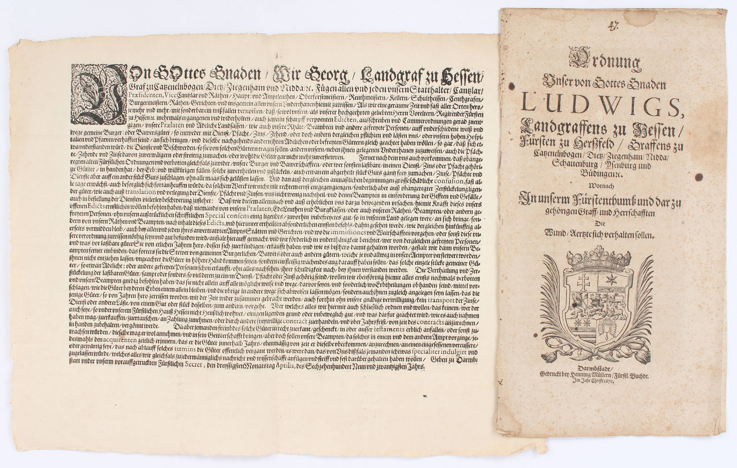 Hessen-Darmstadt, Verordnungen 1629-1838. 90 Teile