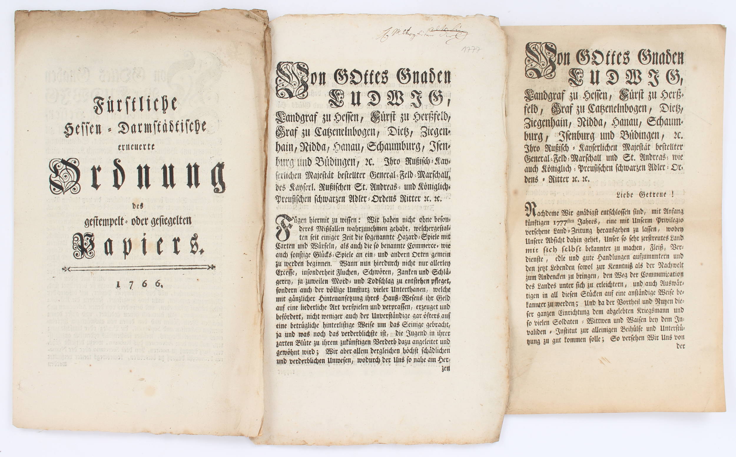Hessen-Darmstadt, Verordnungen 1629-1838. 90 Teile
