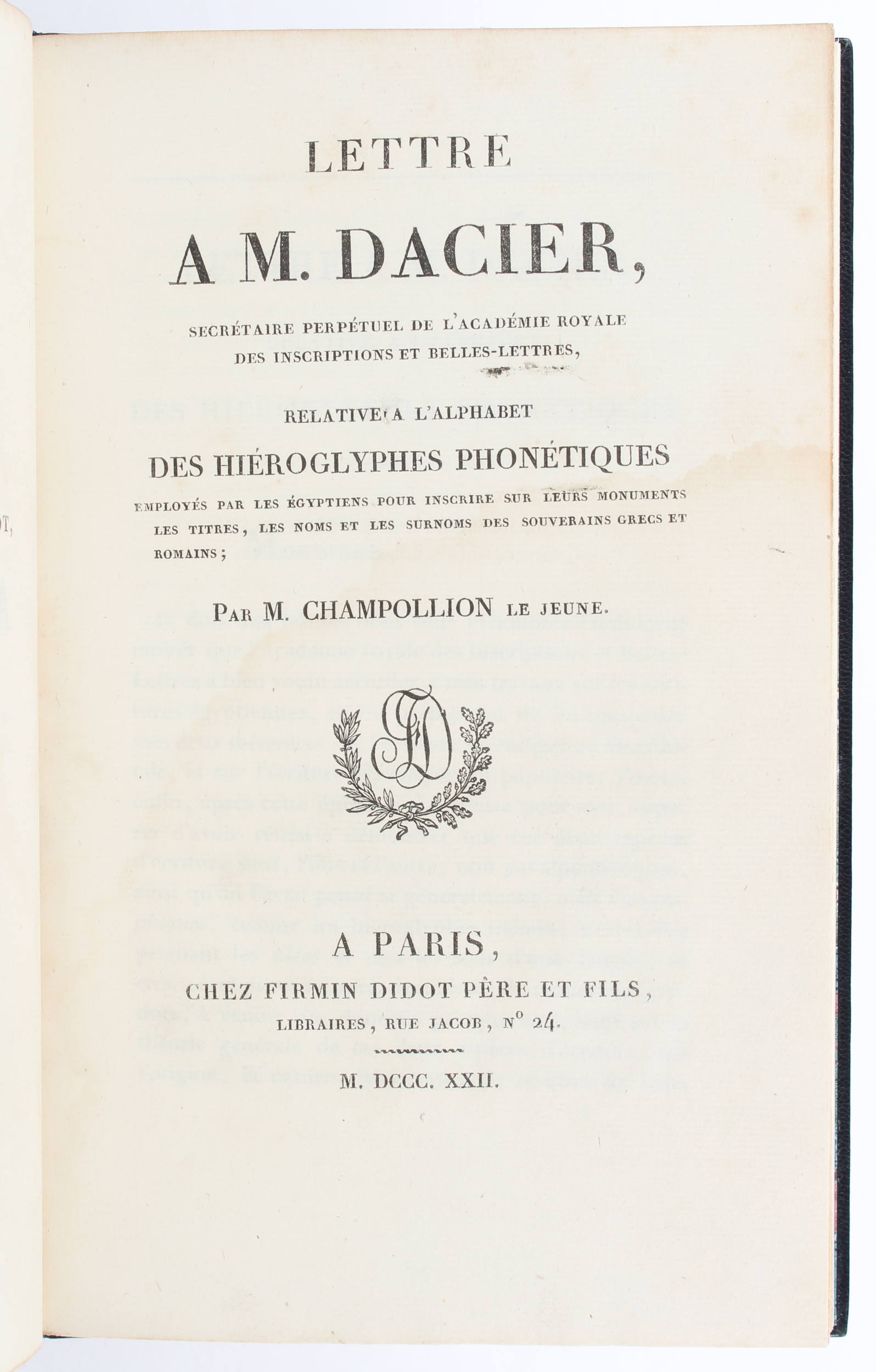 Champollion, Lettre à M. Dacier / 3 Bde.
