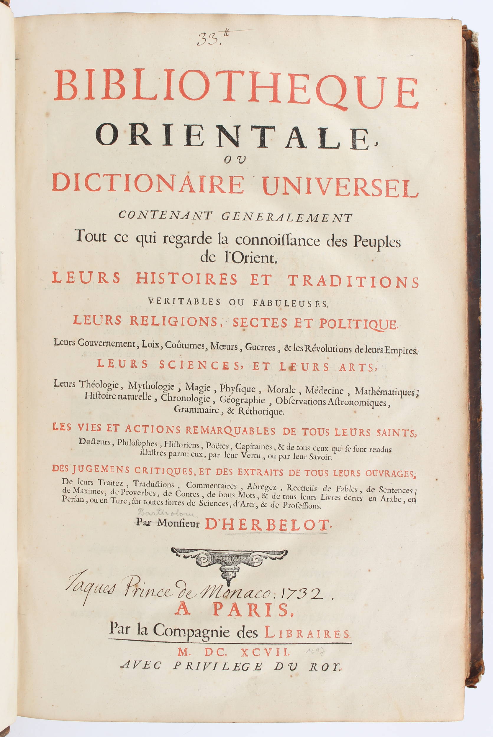 Herbelot, Bibliothèque orientale