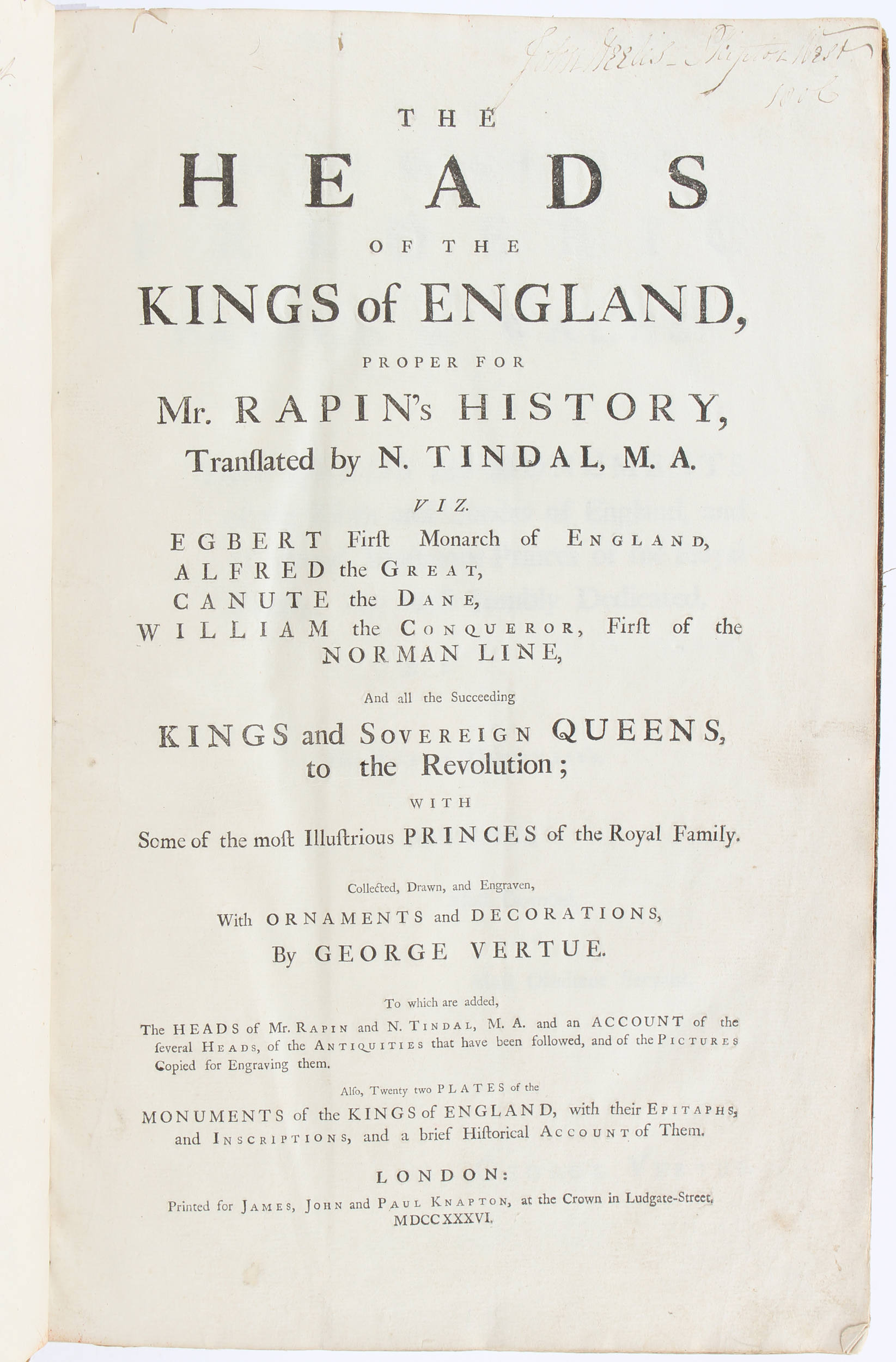 Vertue, Heads of the Kings of England