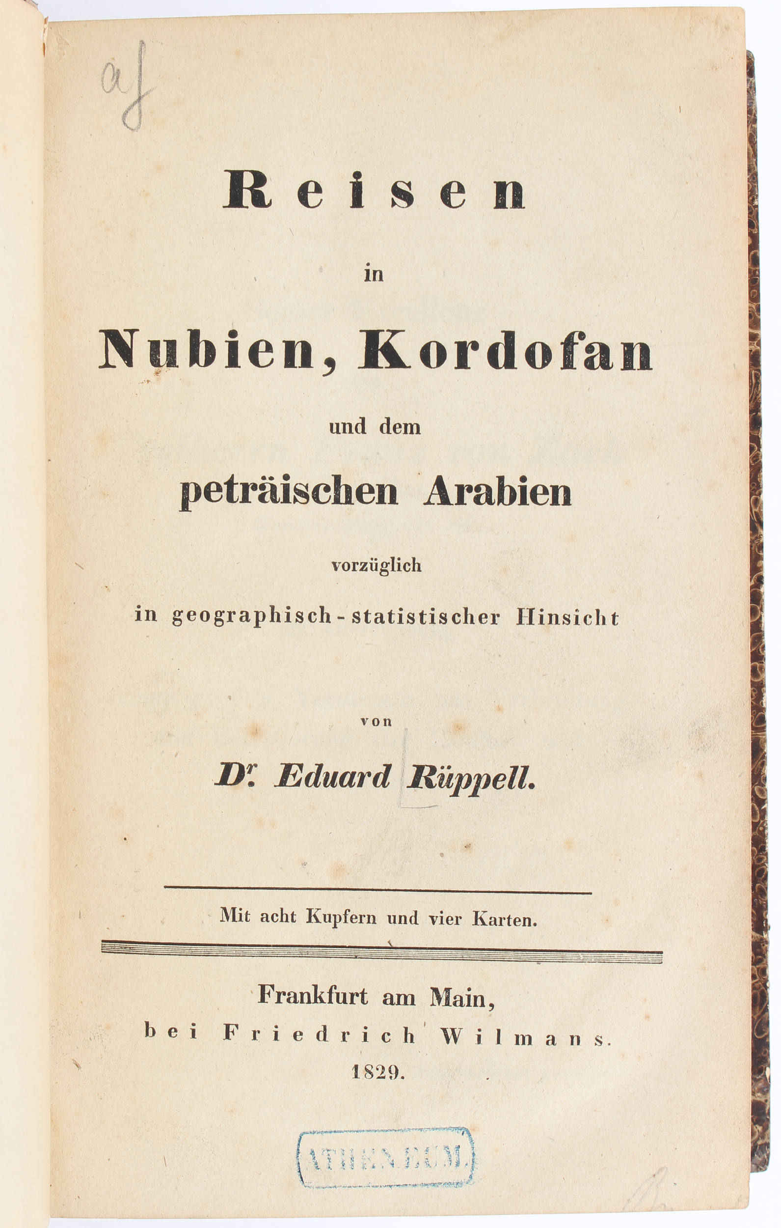 Rüppell, Reisen in Nubien, Kordofan und ... Arabien