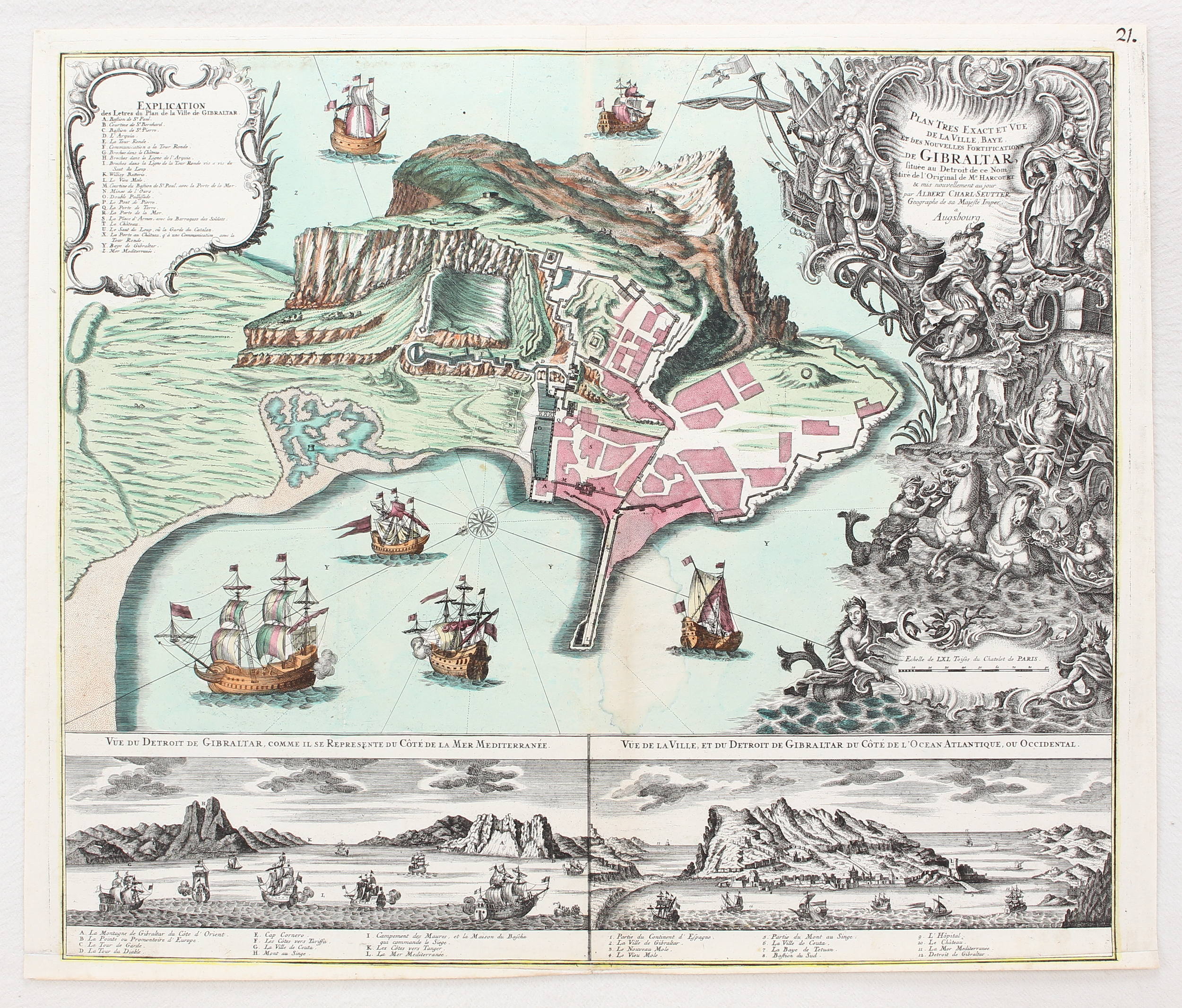 Gibraltar. Plan-Prospekte. A. K. Seutter / 2 Bll.