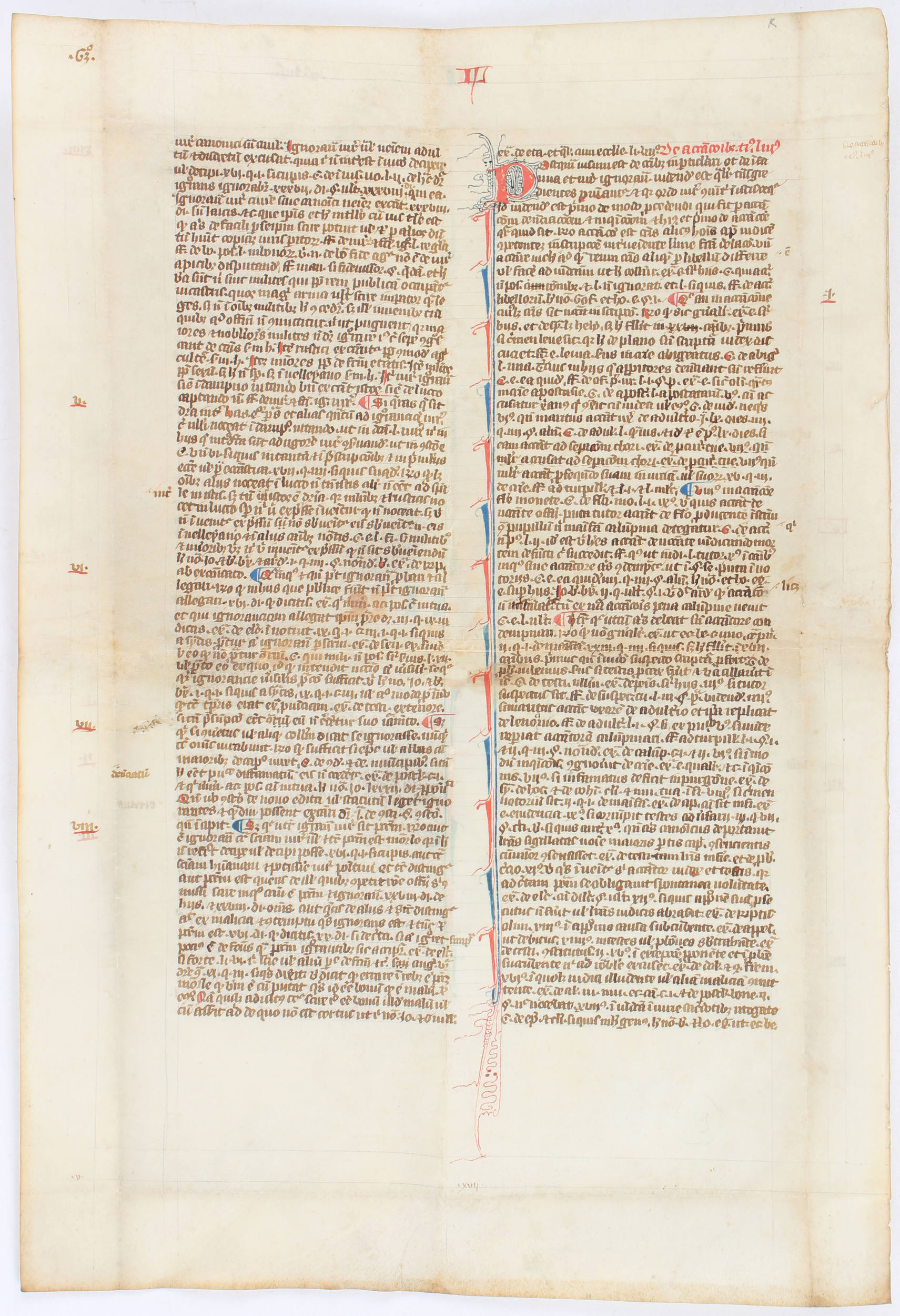 Recht. Einzelblatt Pergament / 2 Bll.