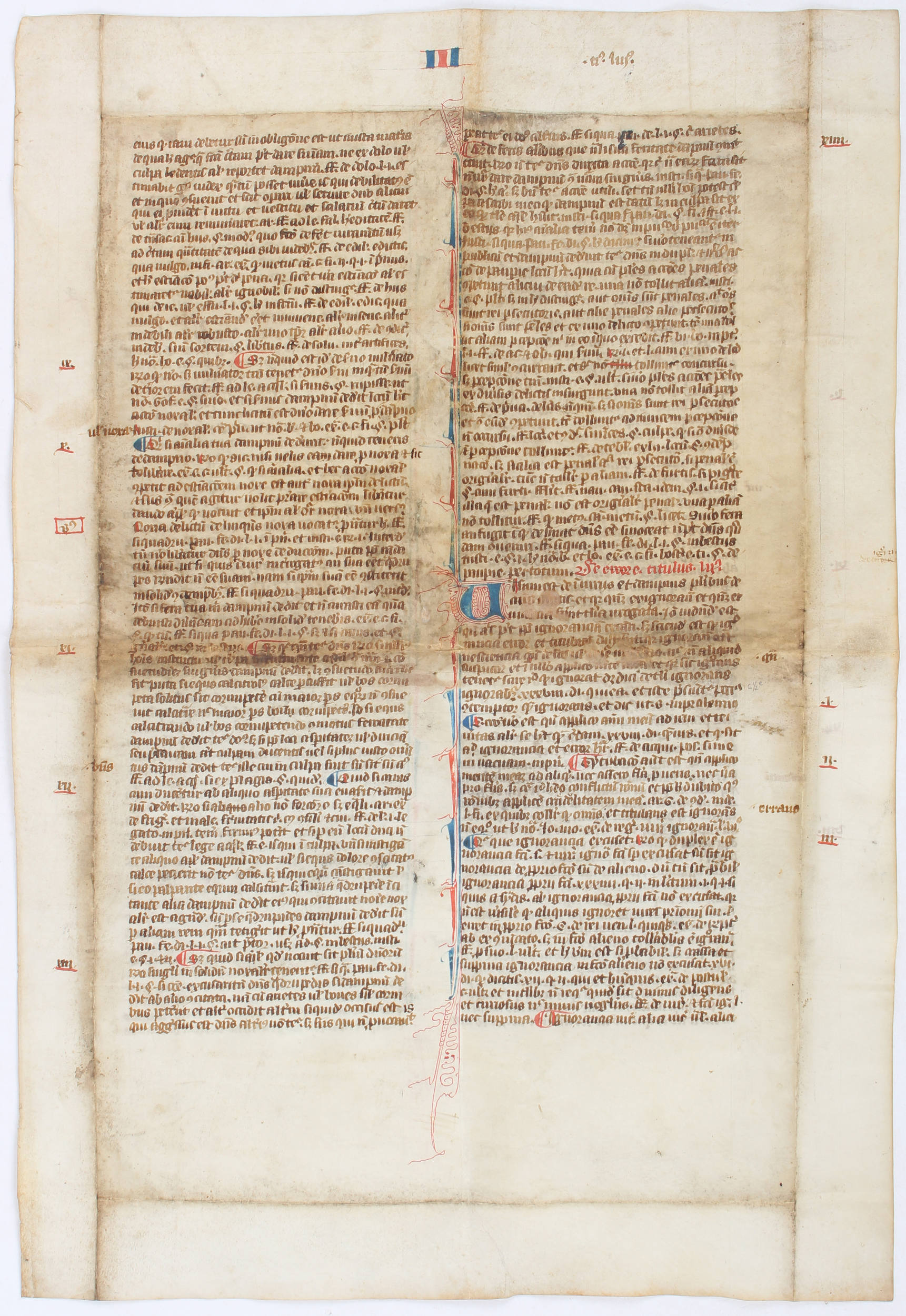 Recht. Einzelblatt Pergament / 2 Bll.