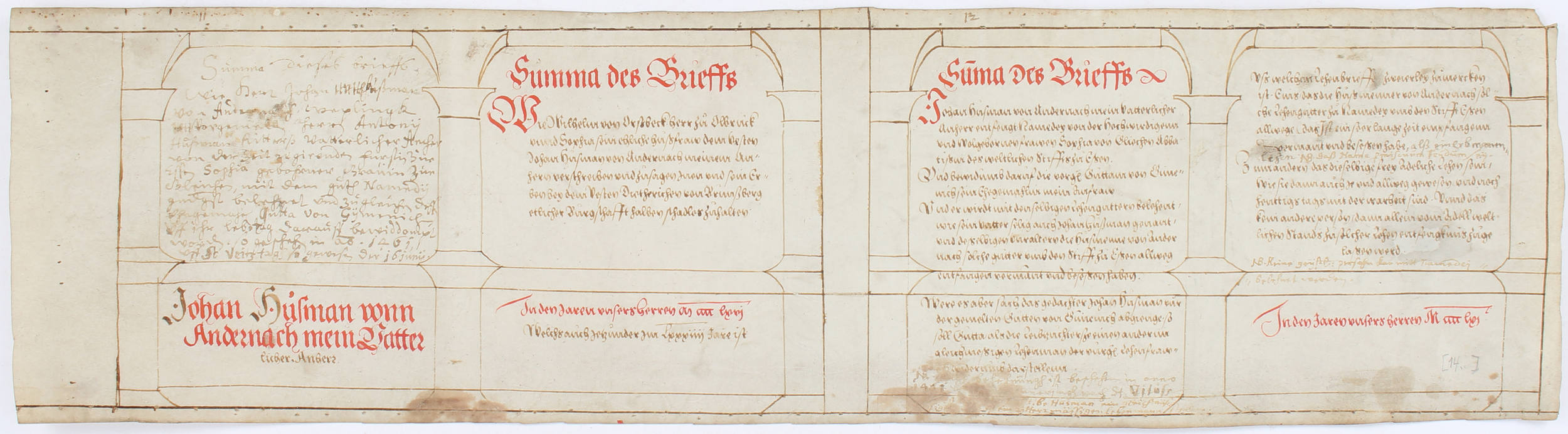 Recht. Einzelblatt Pergament / 2 Bll.