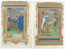 Horae, Einzelbll. 1507. Briefübergabe + Marientod. 2 Bll.
