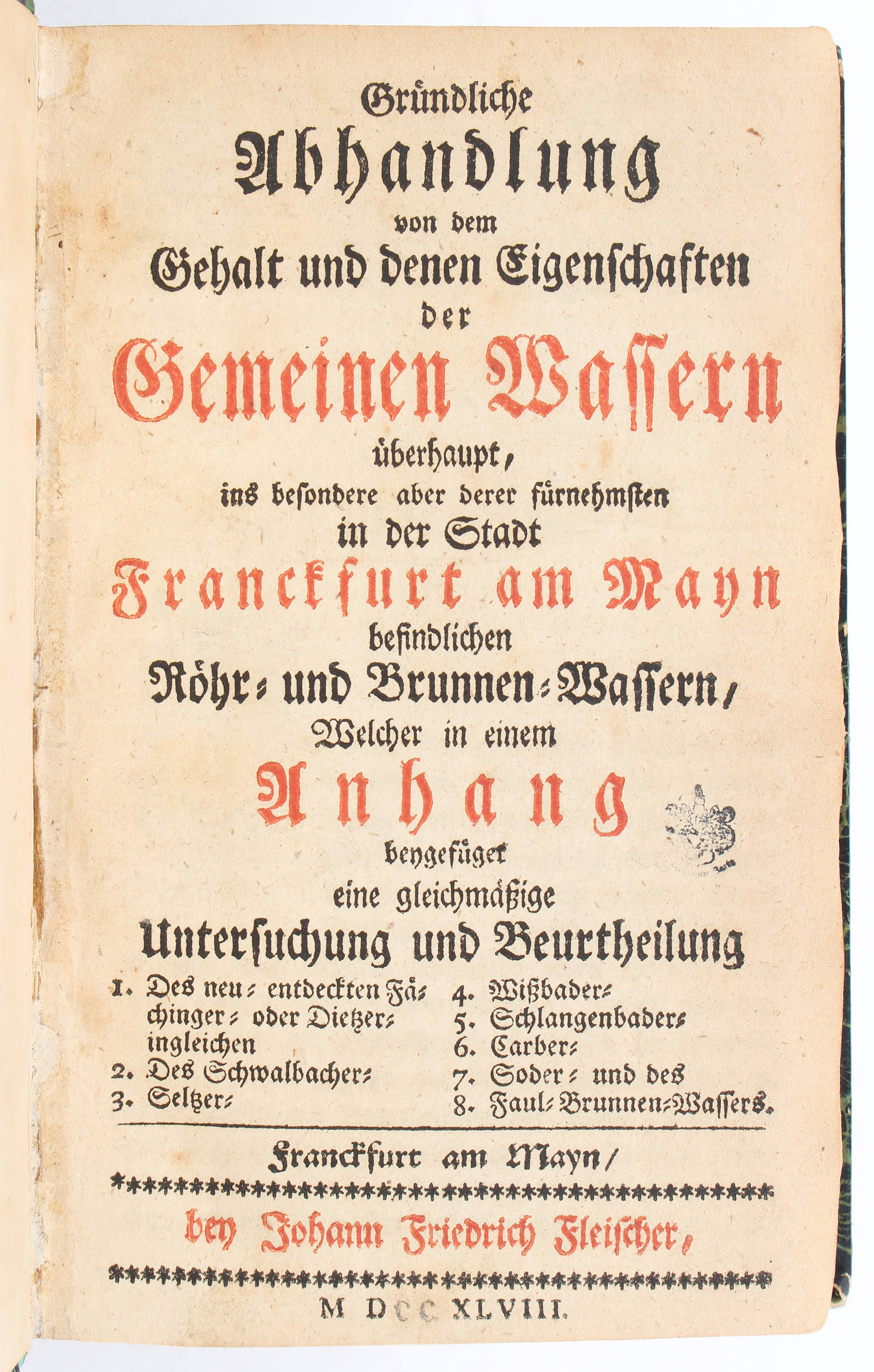 Pasquay, Abhandlung von Wassern + 4 Beibde.