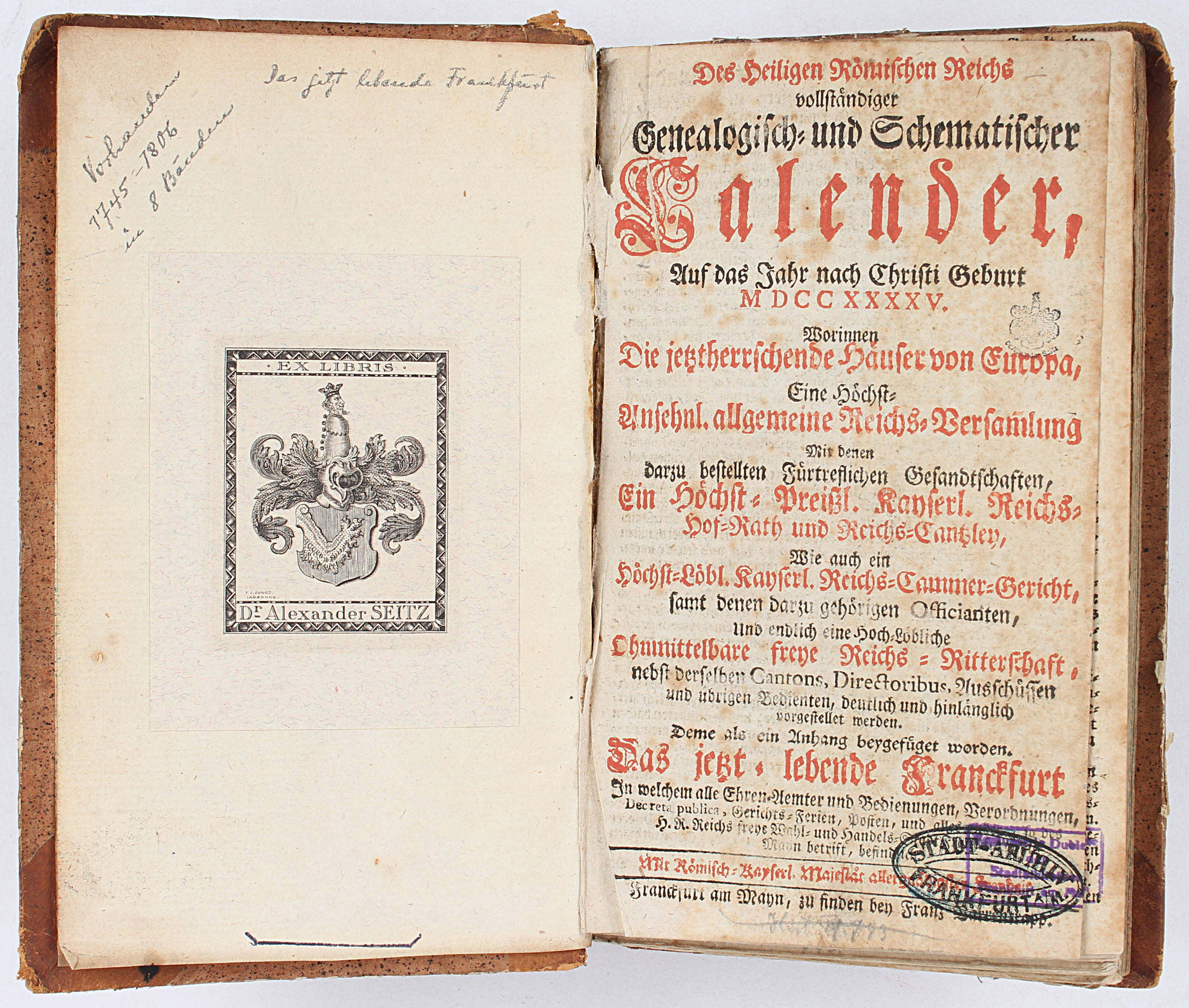Jetzt-Lebende Franckfurt. 1745-1806. 57 in 8 Bdn.