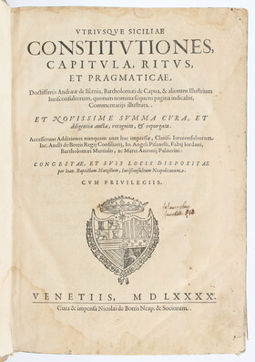 Siciliae constitutiones. 1590