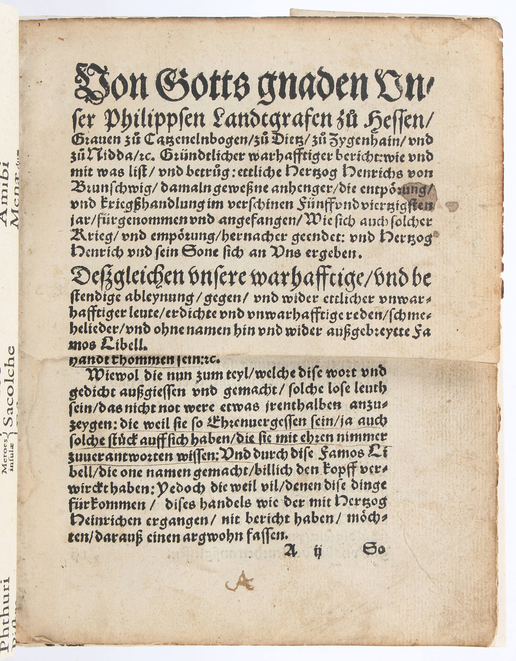 Philipp I., Bericht wie die kriegßhandlung angefangen