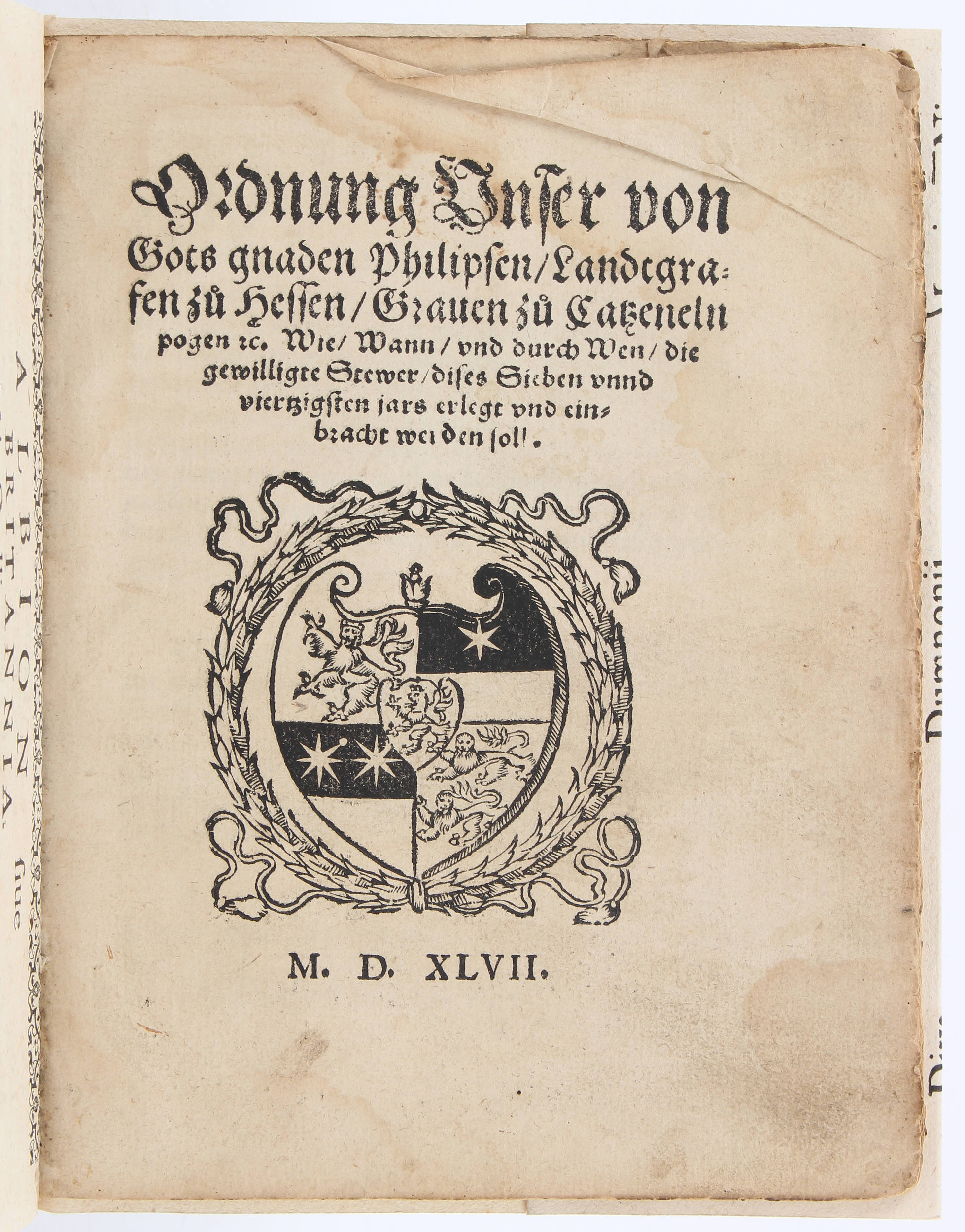 Philipp I., Ordnung, wie die Stewer einbracht werden soll
