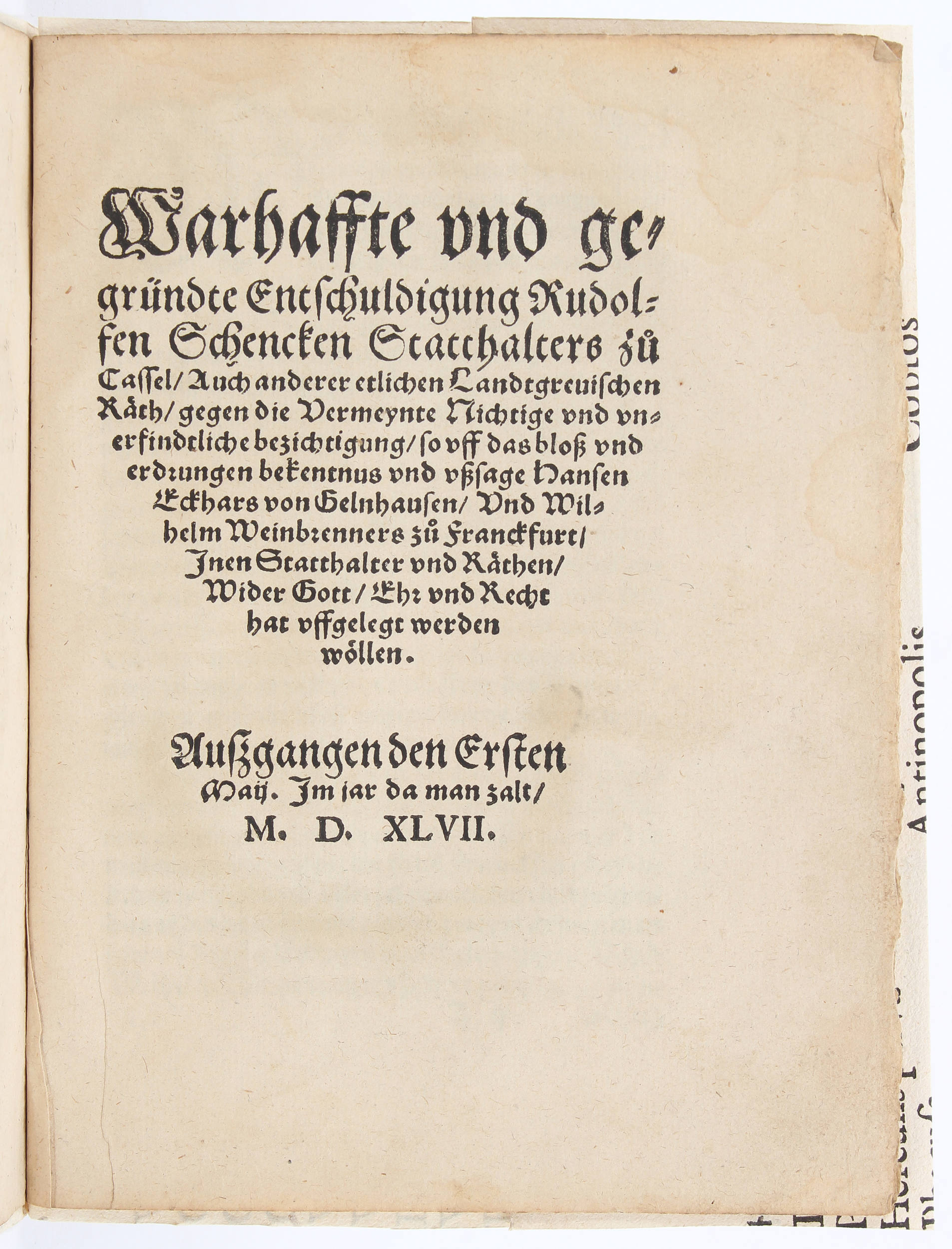 Philipp I., Wahrhaftiger Bericht / 2 Schriften