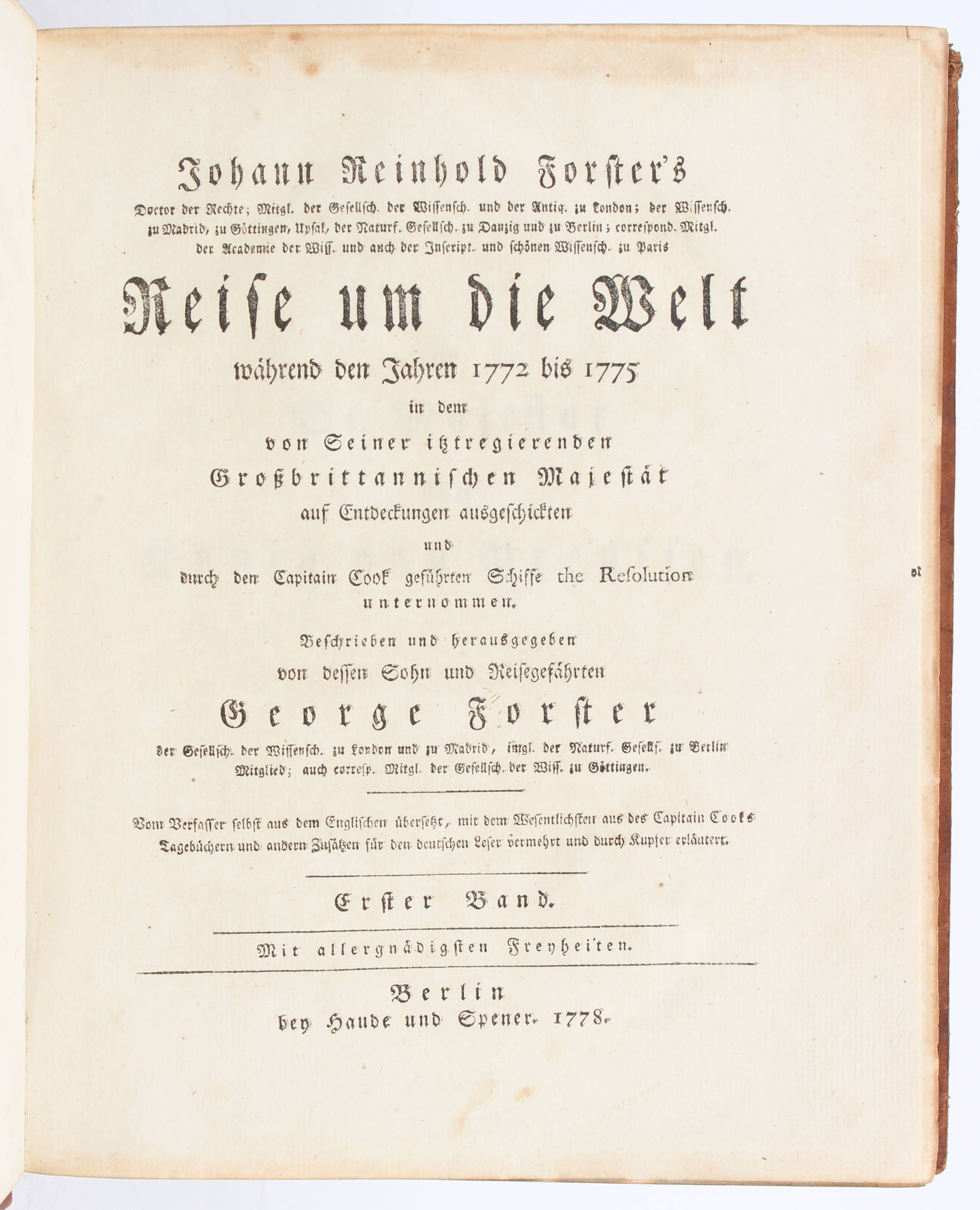 Forster, Reise um die Welt. 2 Bde.