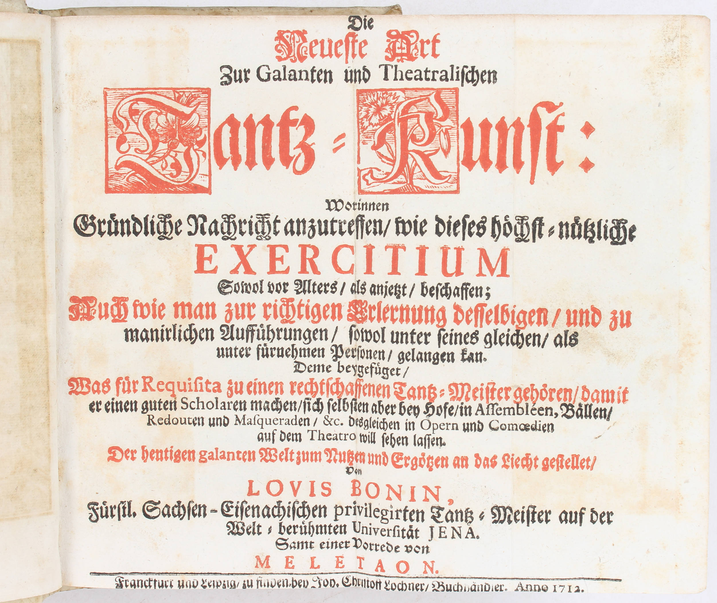 Bonin, Neueste Art zur galanten und theatralischen Tantz-Kunst