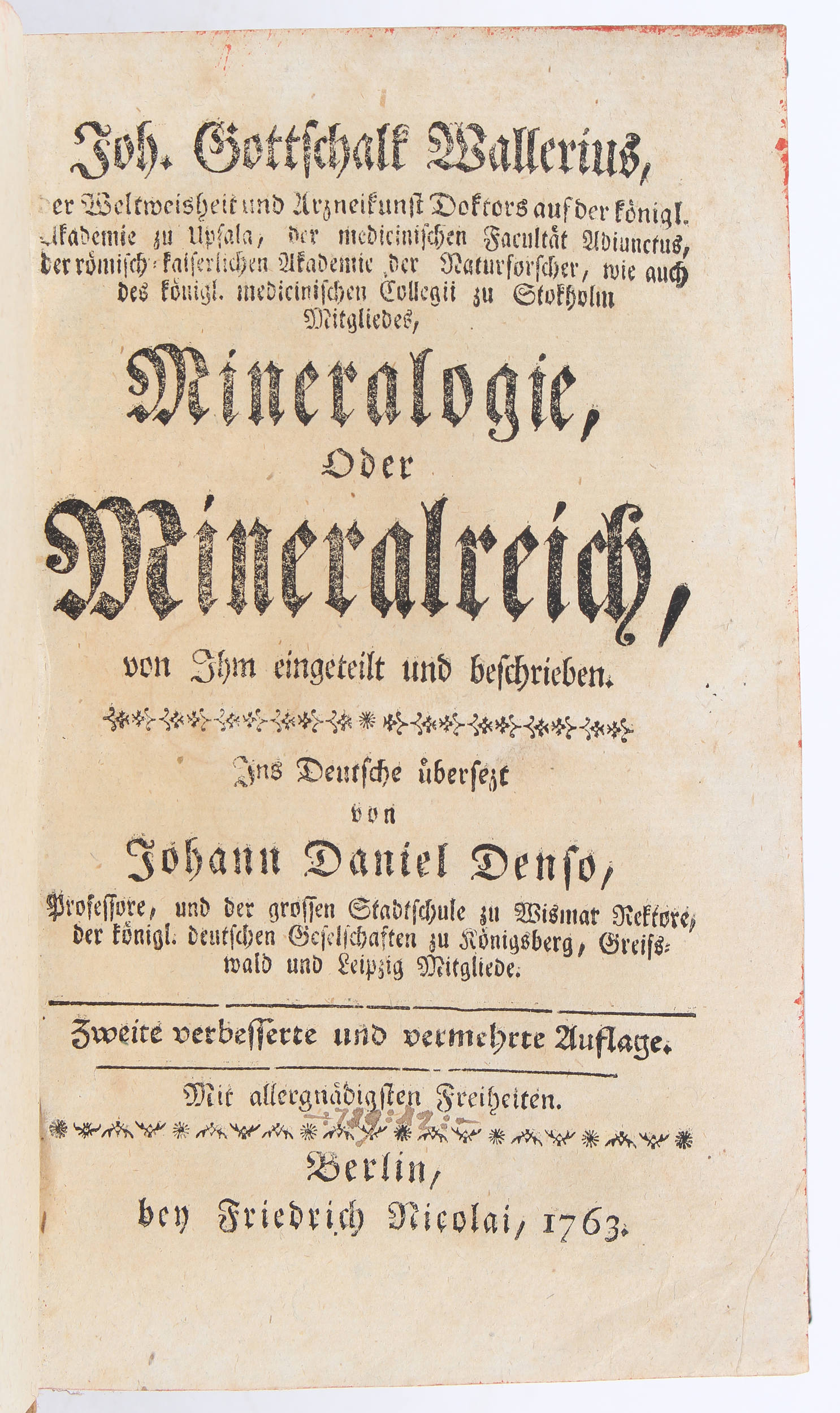 Wallerius, Mineralogie 1763