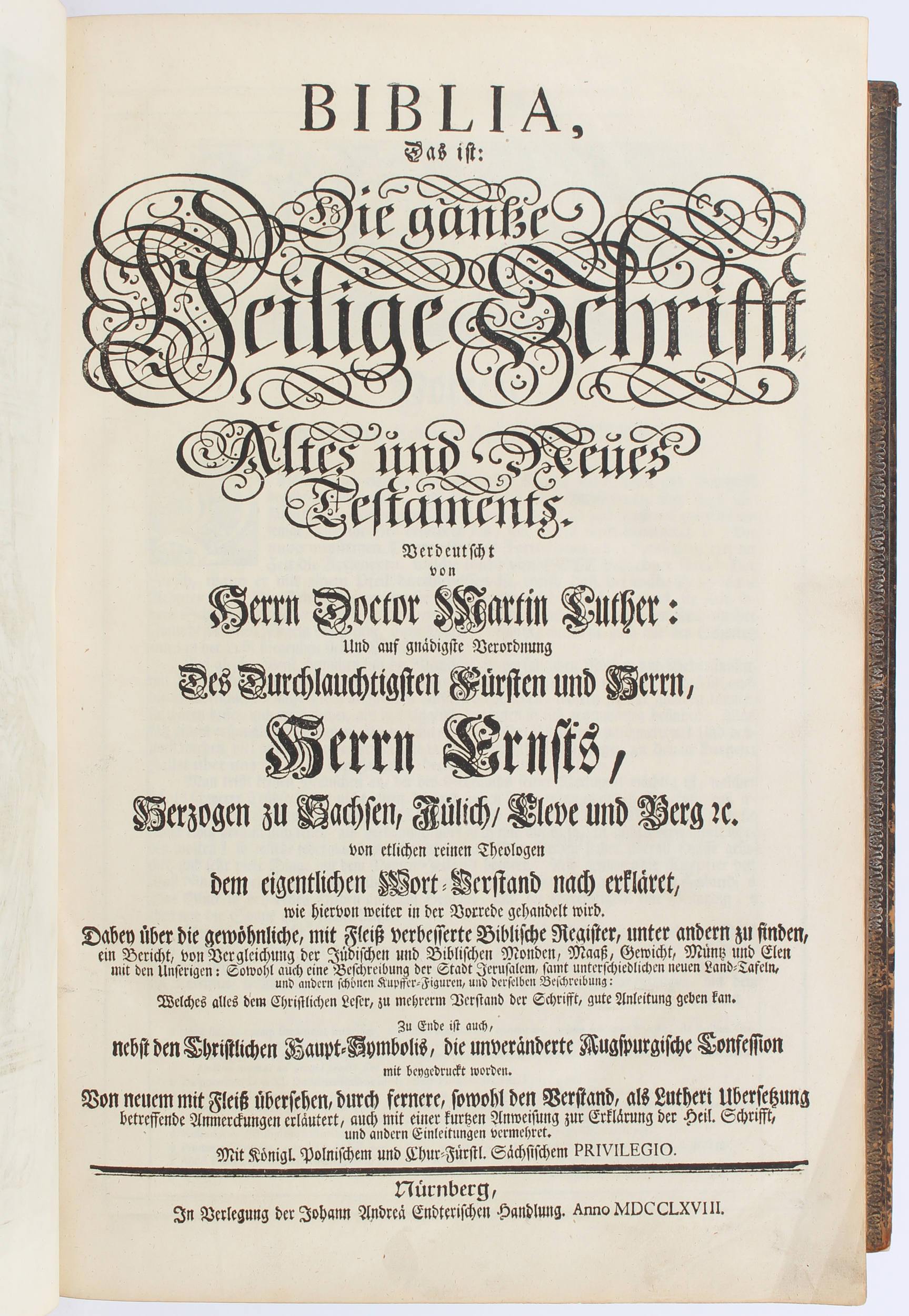 Biblia germanica. Nürnberg 1768