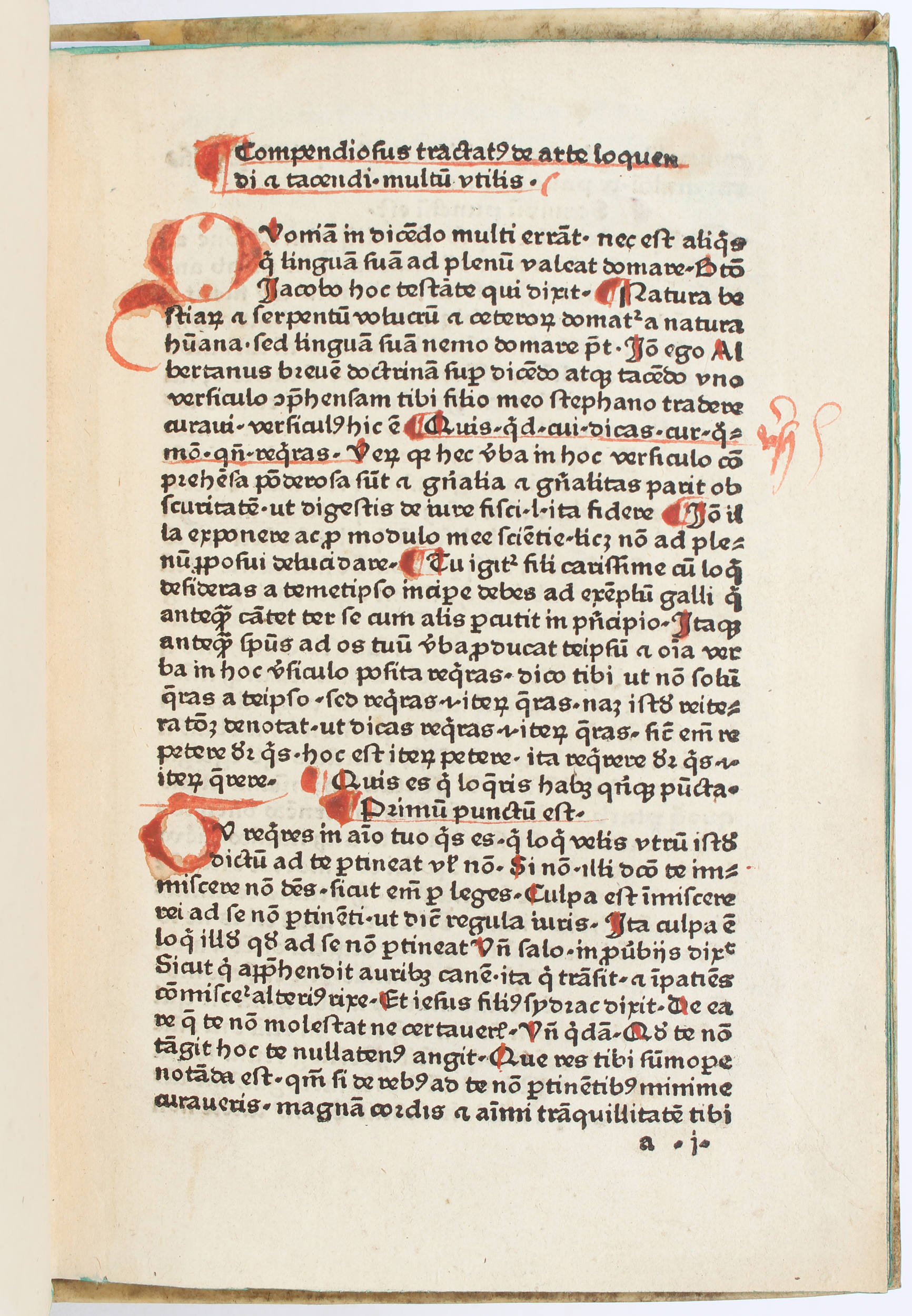 Albertanus Brixiensis, De arte loquendi et tacendi. Köln 1482
