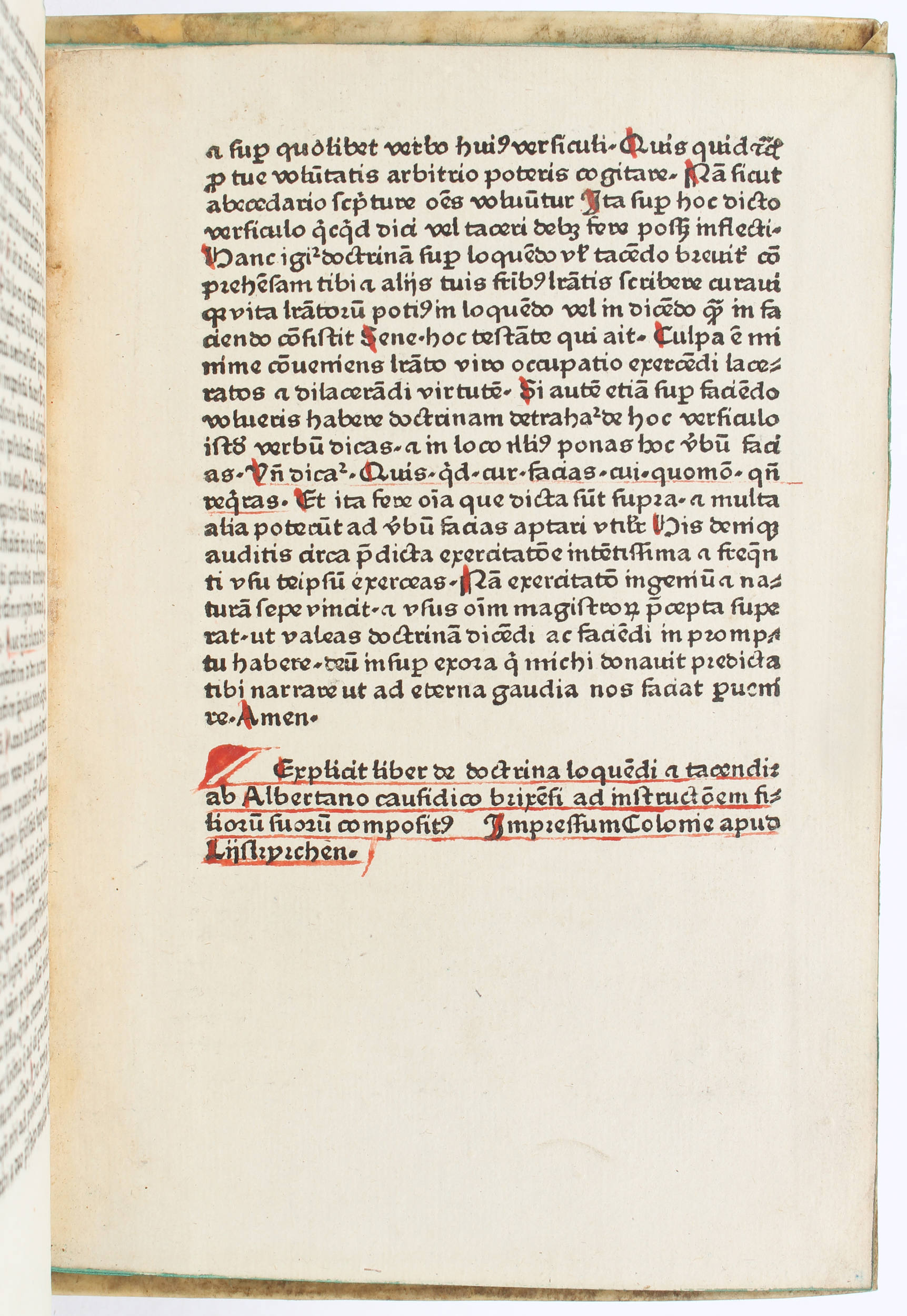 Albertanus Brixiensis, De arte loquendi et tacendi. Köln 1482