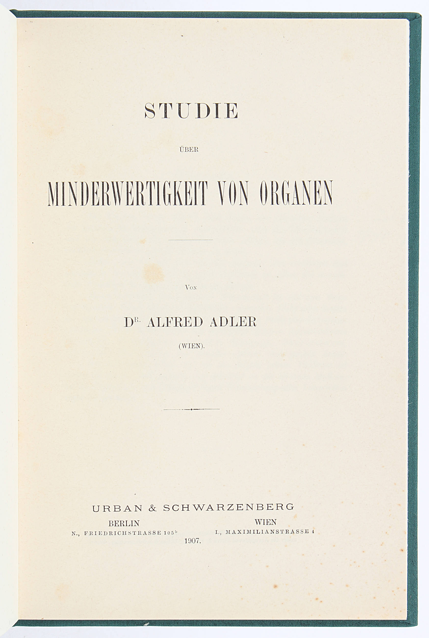 Adler, Studie über Minderwertigkeit von Organen