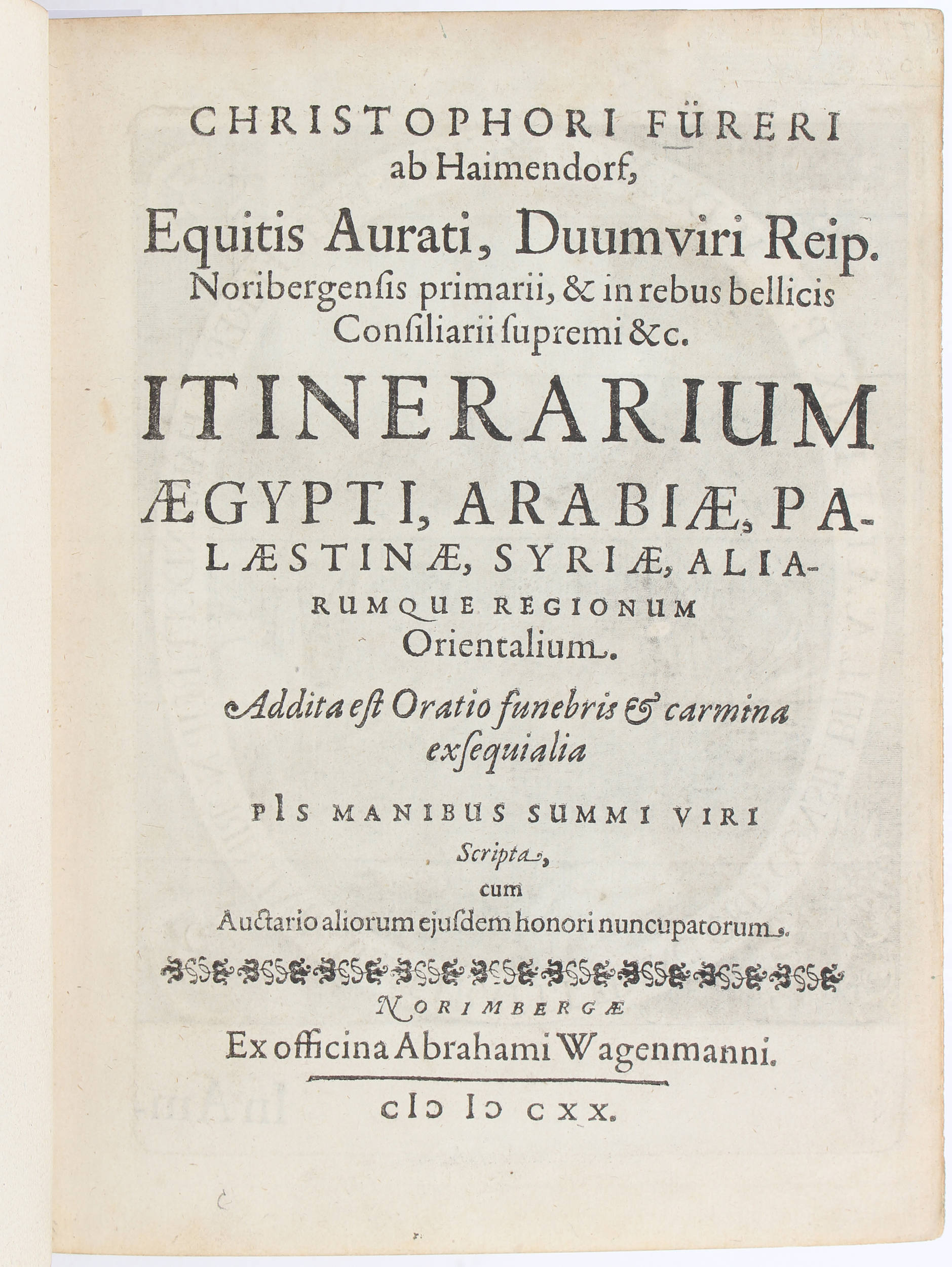 Fürer von Haimendorf, Itinerarium Orientalium