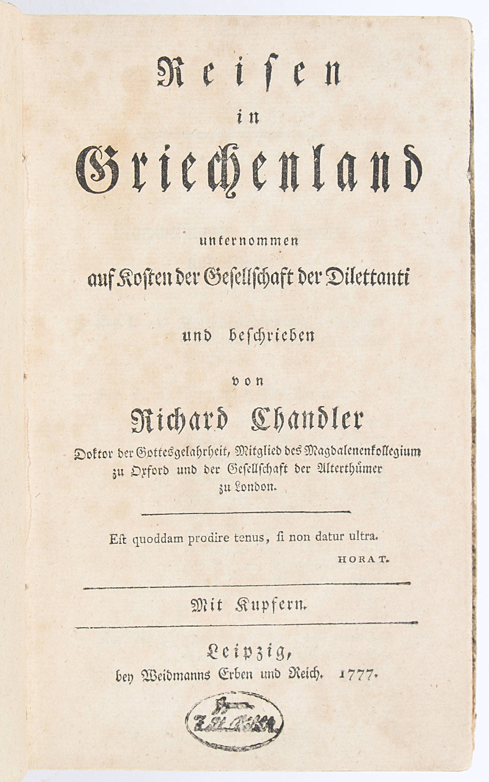 Chandler, Reisen in Griechenland