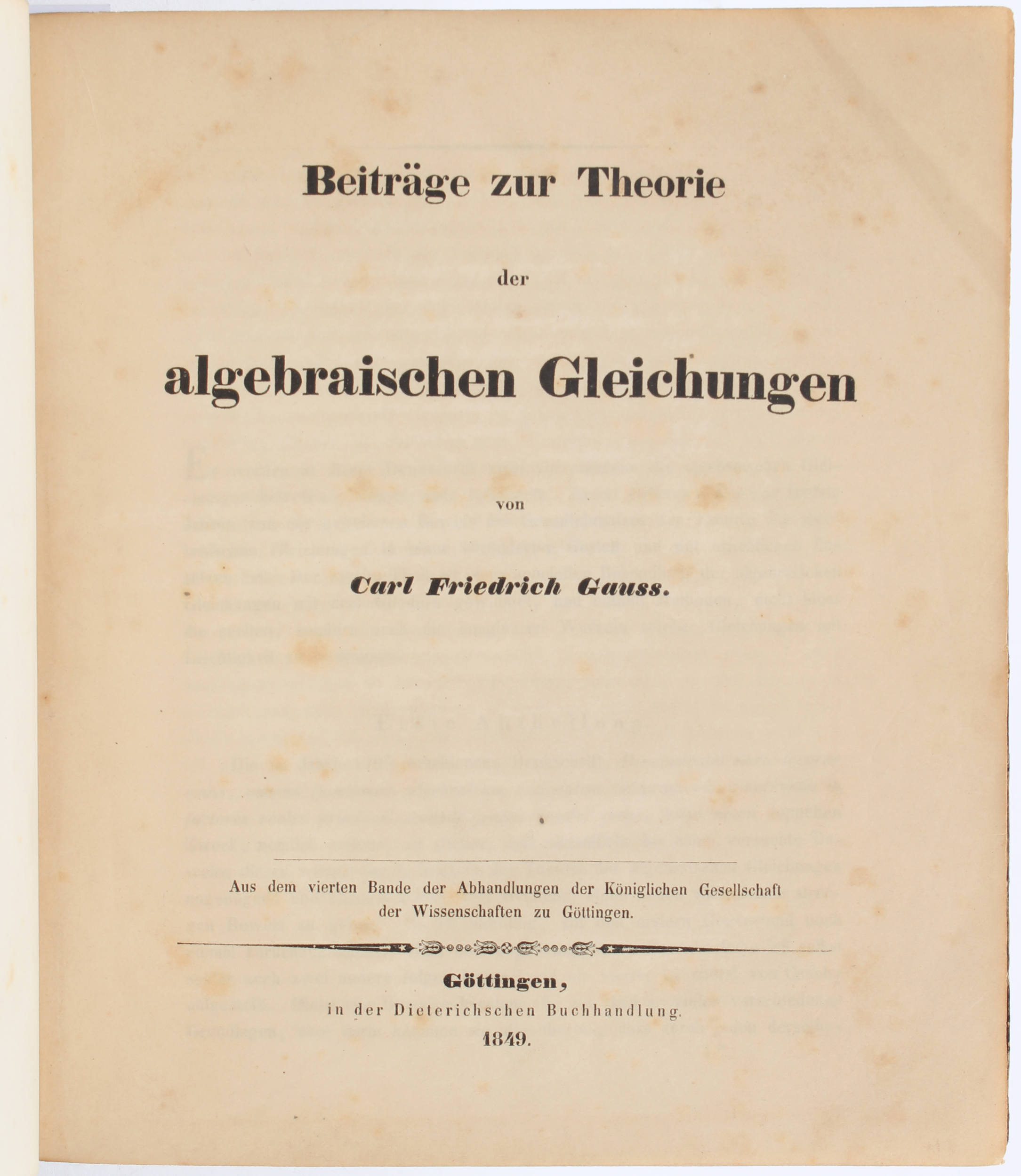 Gauss, Sammelband mit 6 Schriften