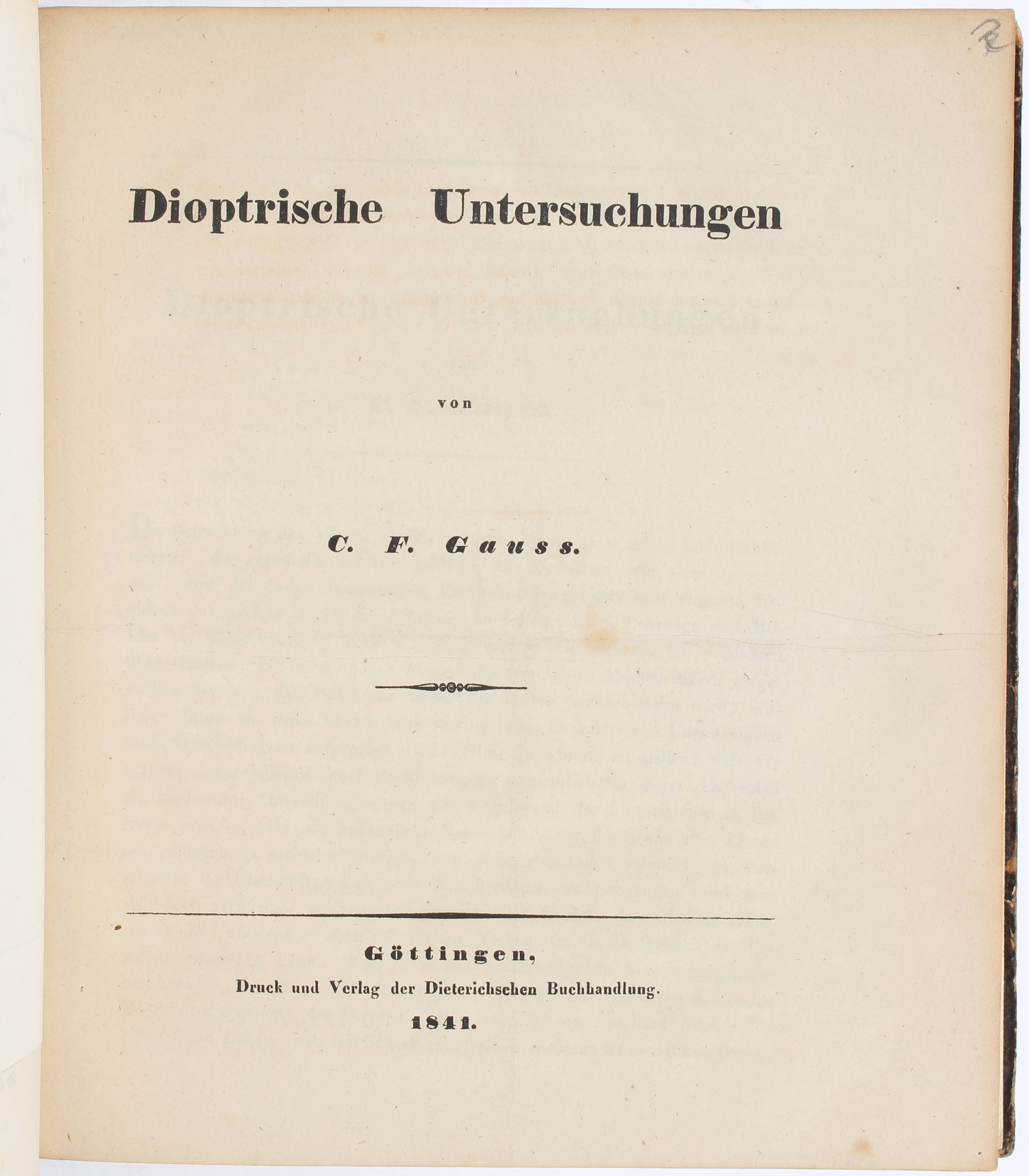 Gauss, Sammelband mit 6 Schriften