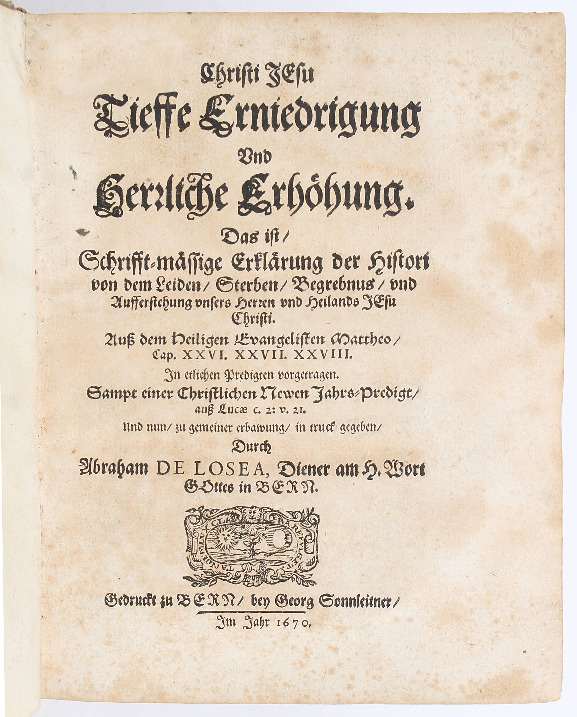 Losea, Christi Jesu tieffe Erniedrigung