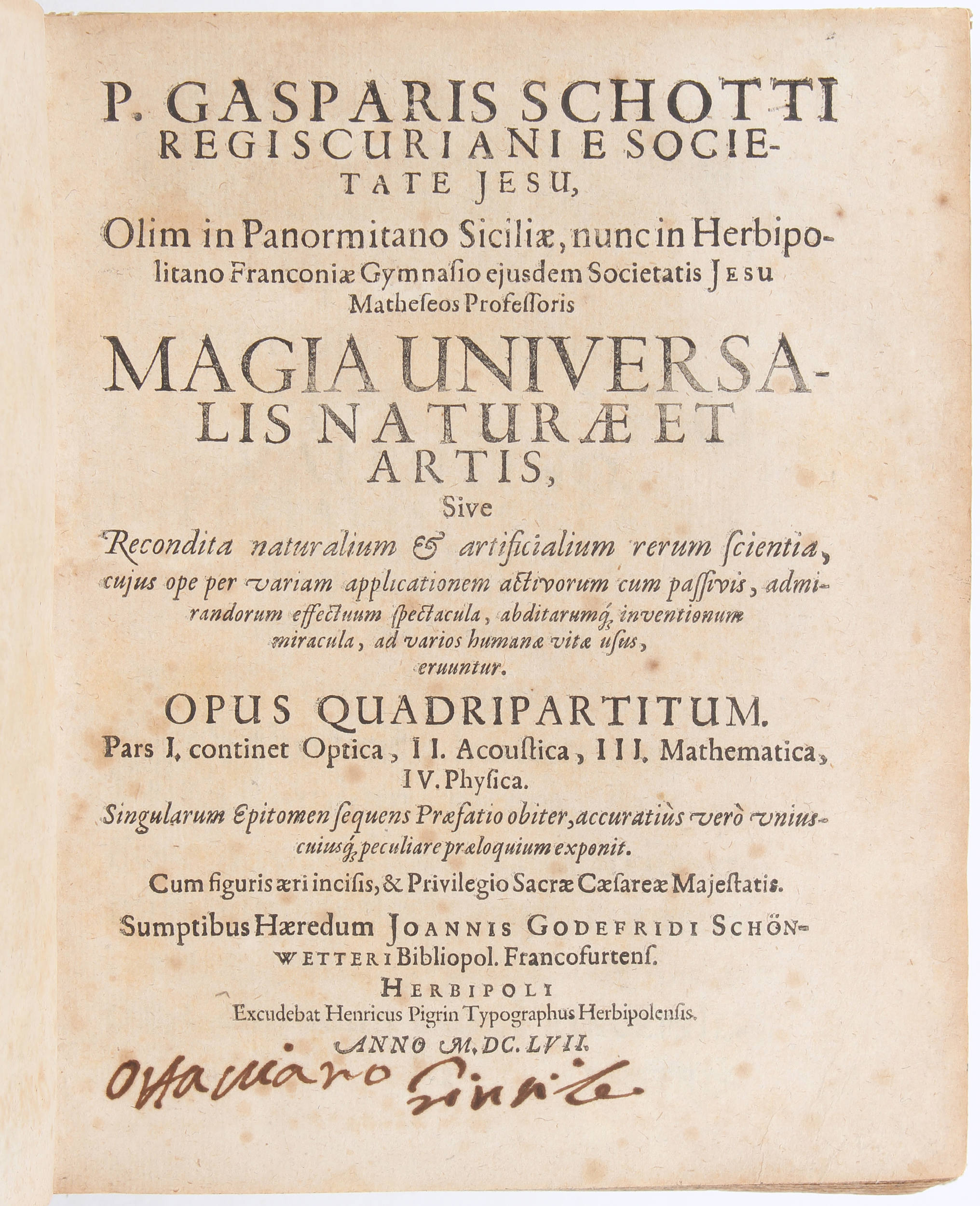 Schott, Magia universalis. 4 Bde.